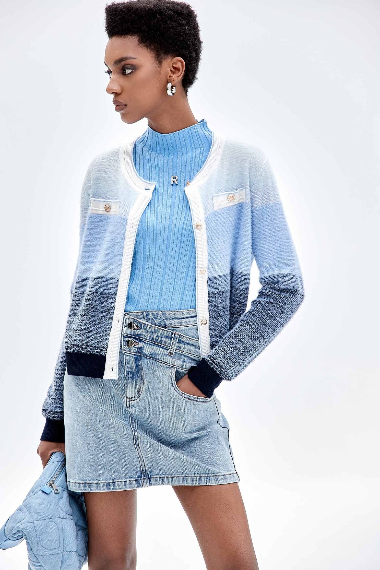 Colour Block Knit CardiganColour Block Knit Cardigan,Outerwear,Season (AW) Look,Knitted,Knitted coats