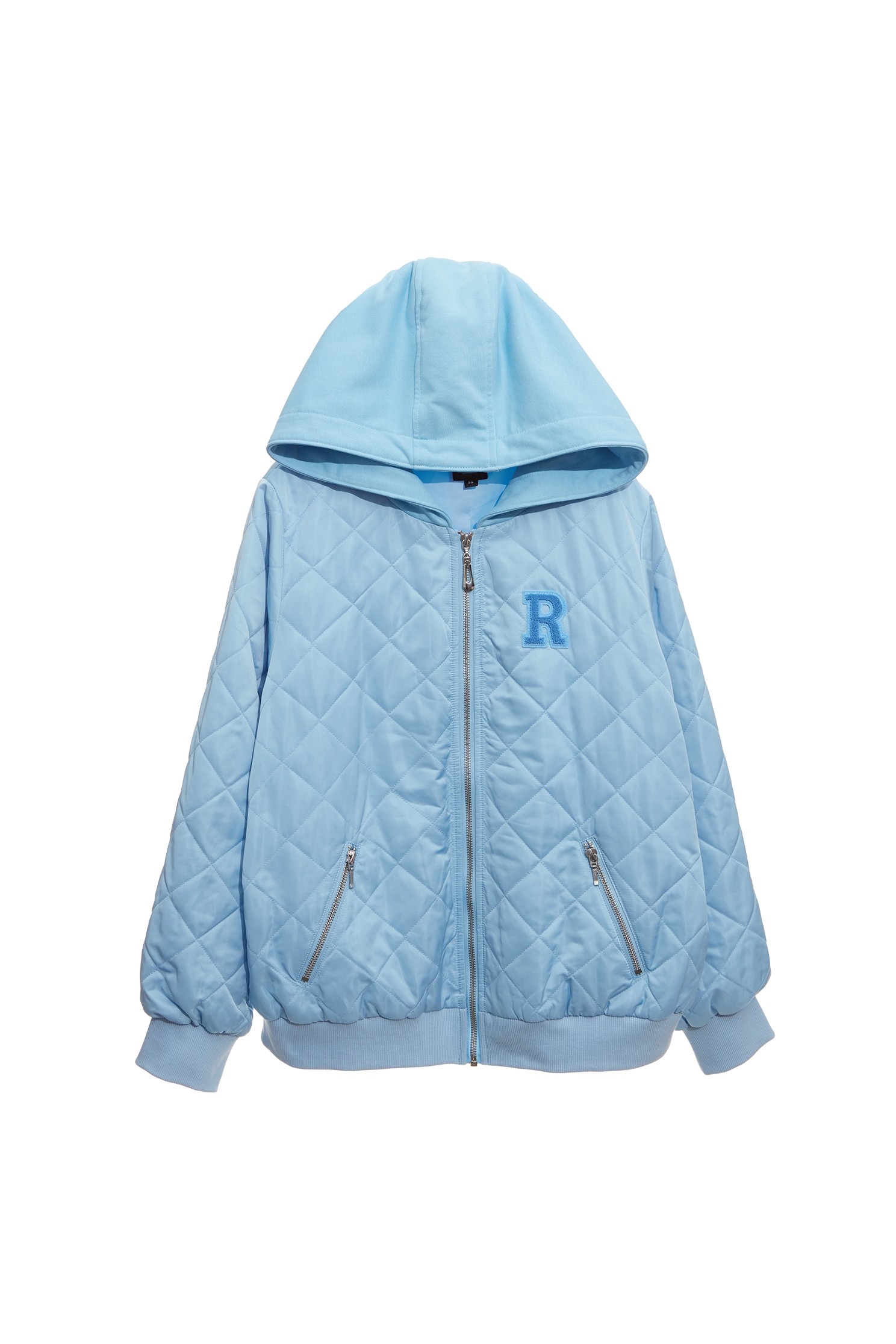 Glacier Blue Quilted Hoodie JacketGlacier Blue Quilted Hoodie Jacket,Jackets,Outerwear,Plaid,Season (AW) Look,Hoodie jackets