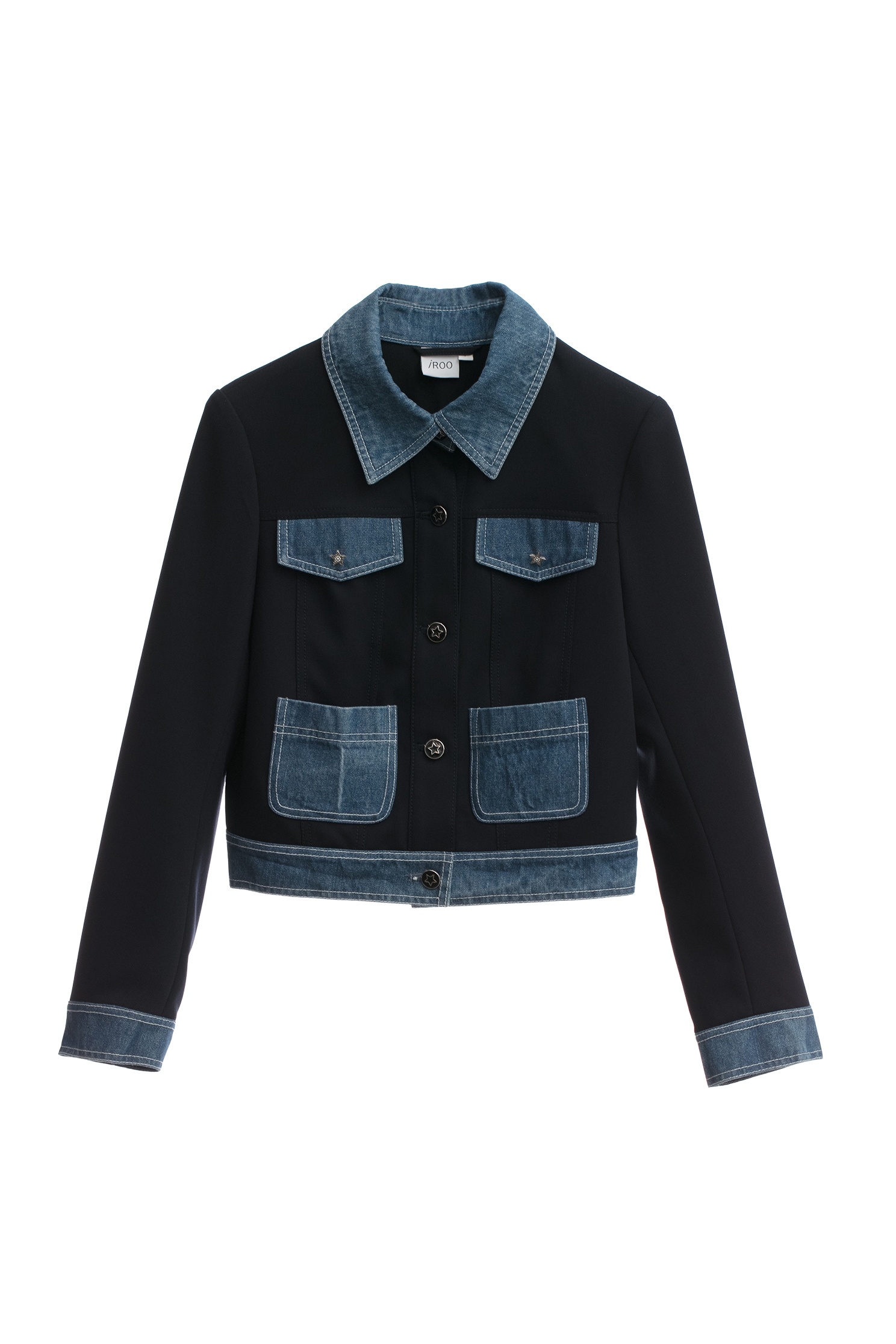 Contrast Denim Crop JacketContrast Denim Crop Jacket,Jackets,Outerwear,Denim,Season (AW) Look