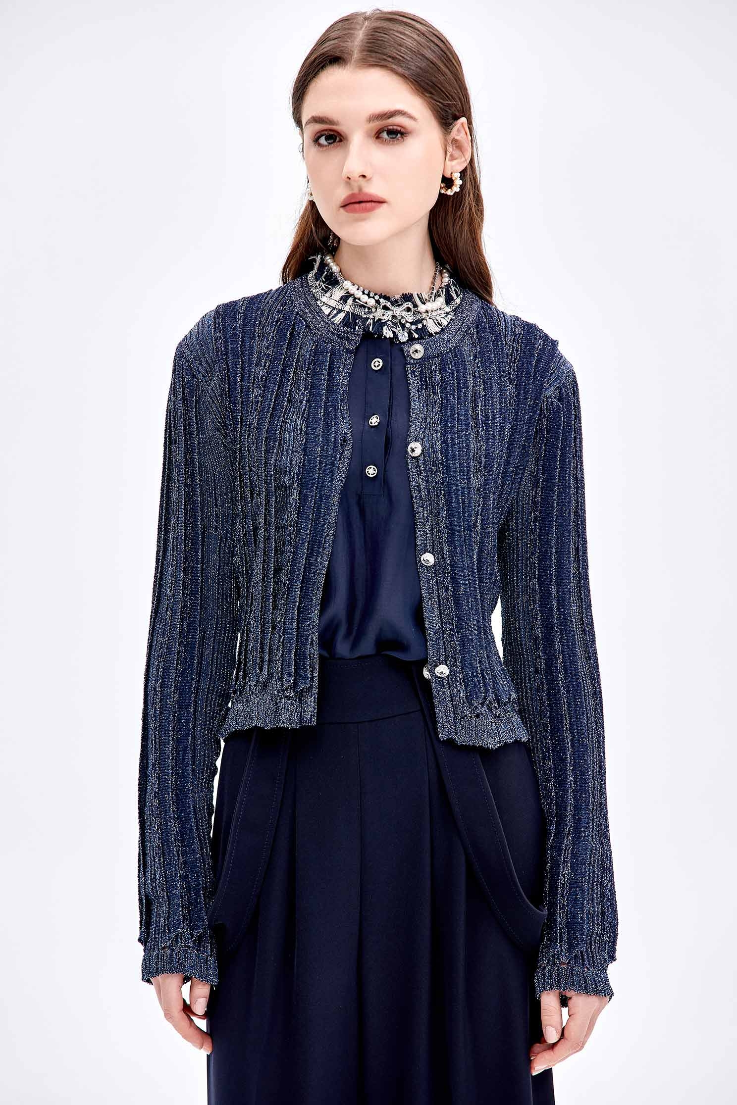 Button Front Navy CardiganButton Front Navy Cardigan,Outerwear,Season (AW) Look,Knitted,Knitted coats