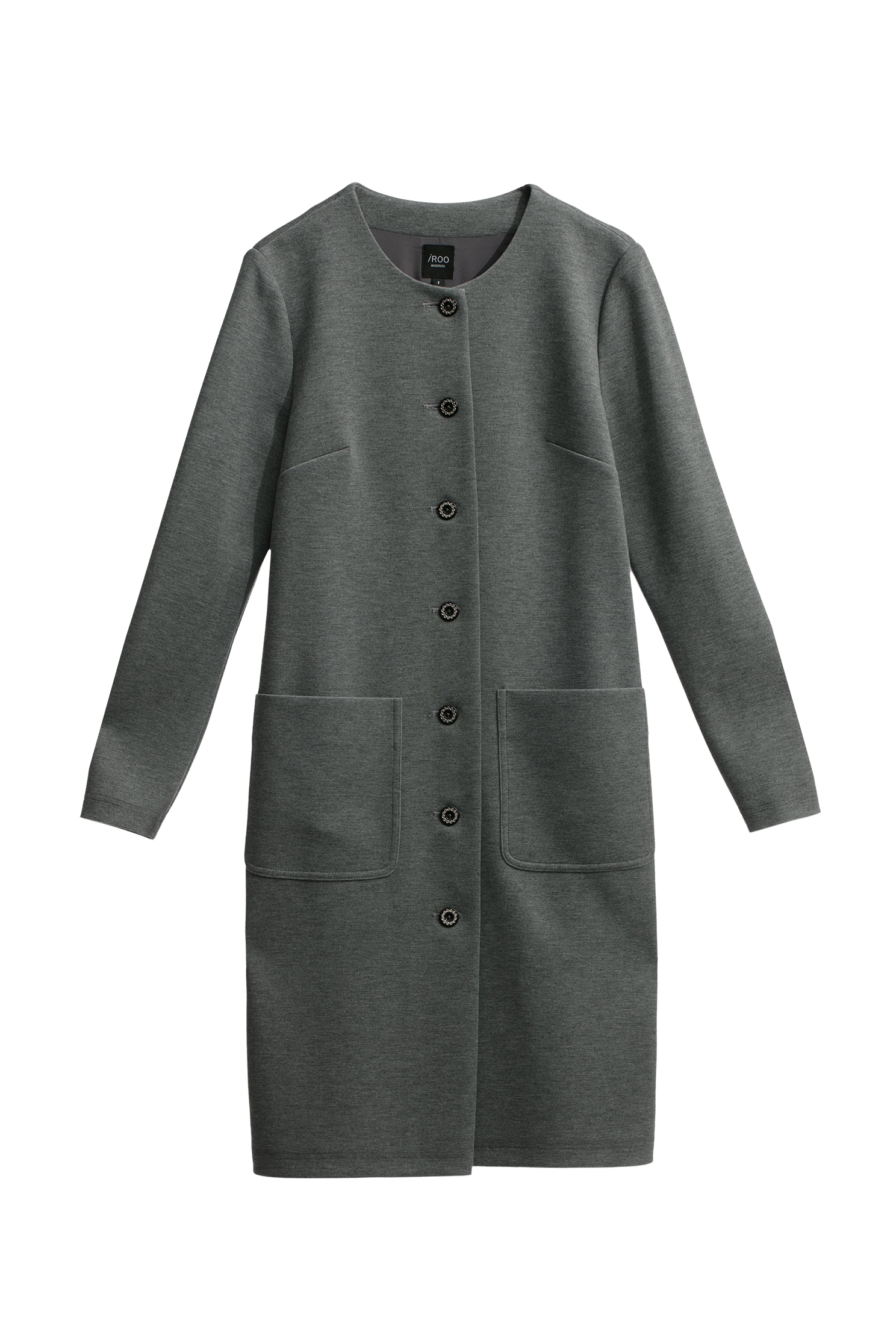 Round Neck Grey Trench CoatRound Neck Grey Trench Coat,Jackets,Outerwear,Season (AW) Look,longcoats