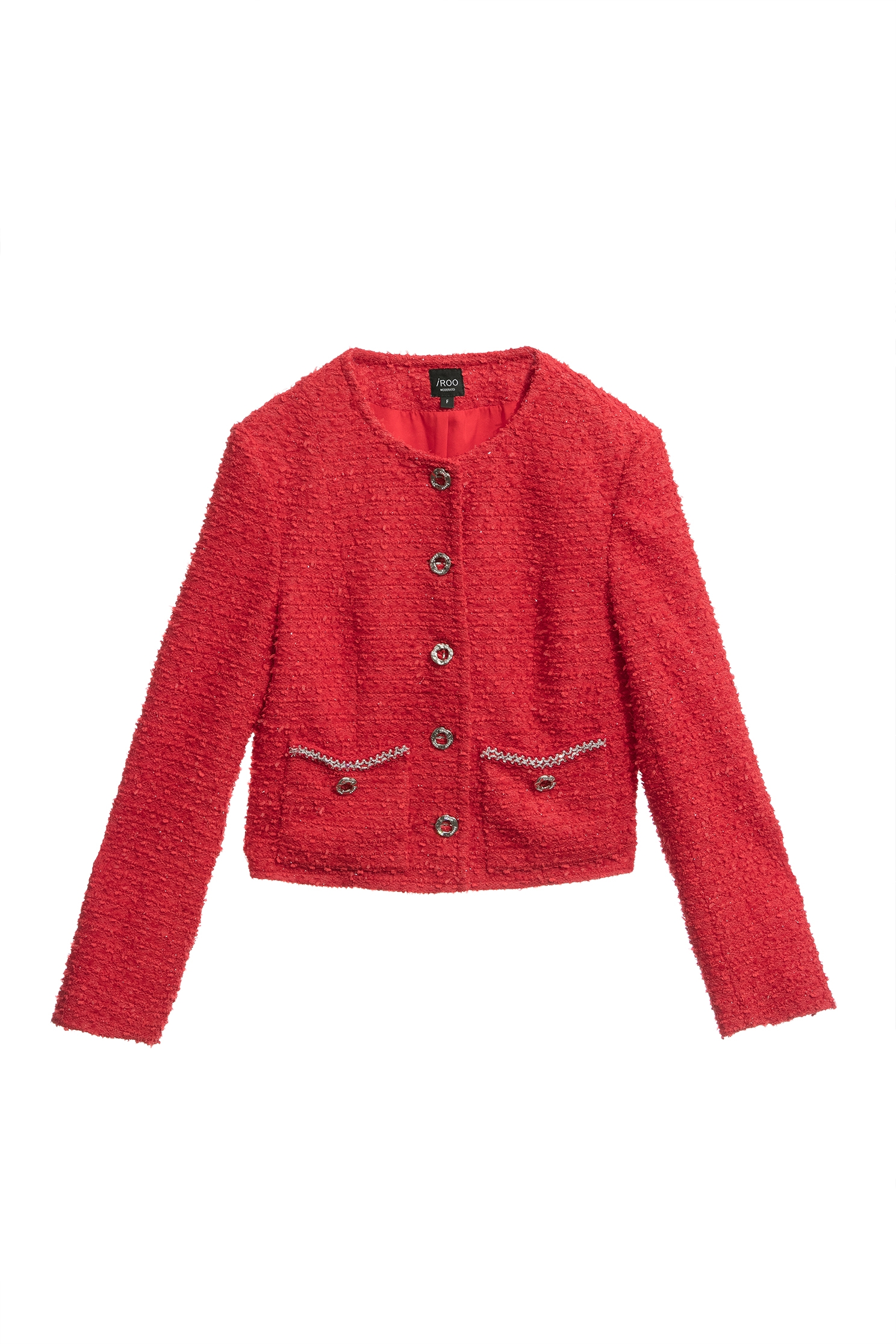 Red Tweed Crop JacketRed Tweed Crop Jacket,Jackets,Outerwear,Season (AW) Look