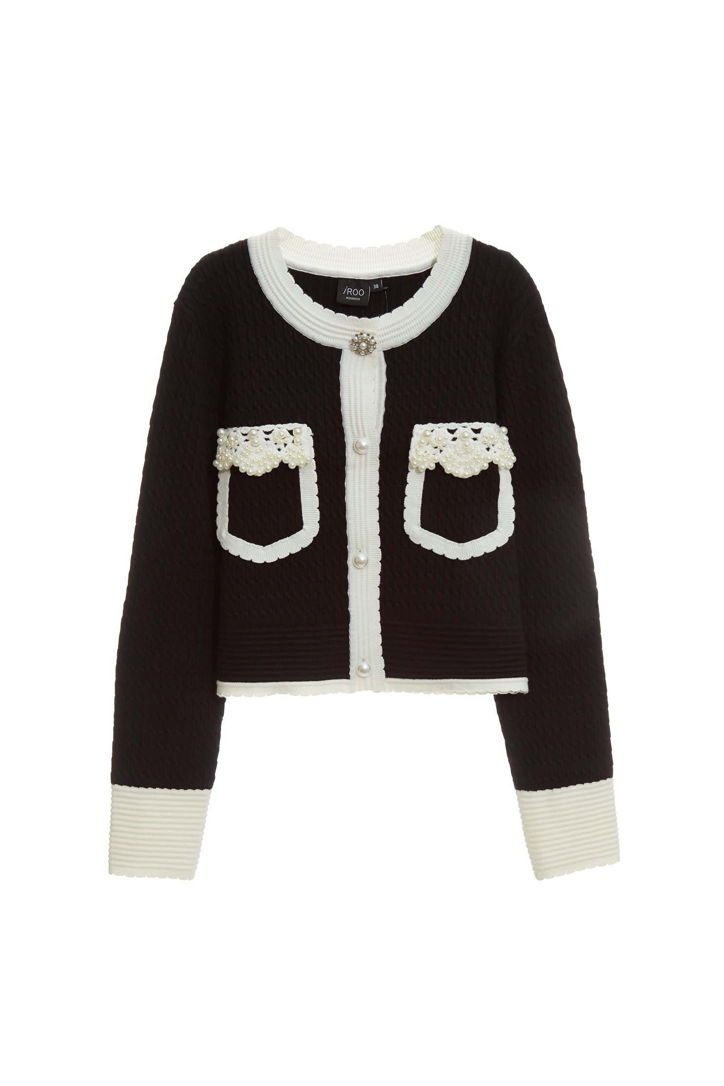 Contrast Detail Knit Cardigan With Pearl DetailContrast Detail Knit Cardigan With Pearl Detail,Outerwear,pearl,Season (AW) Look,Knitted,Knitted coats