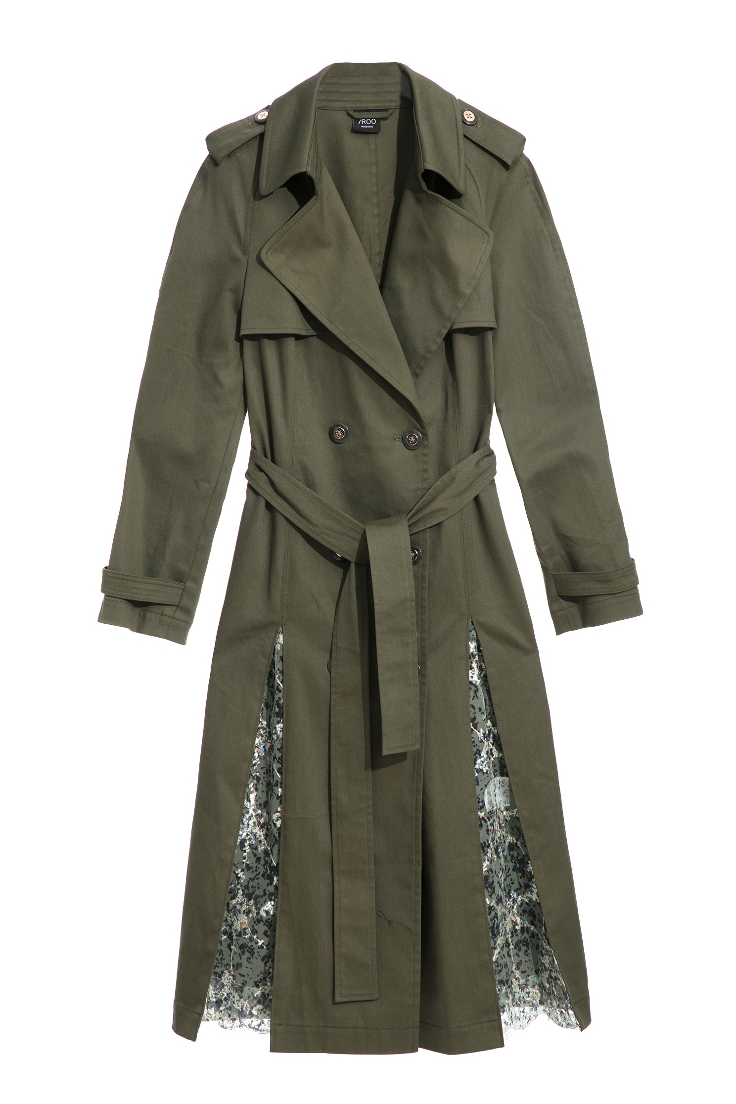 Olive Green Long Trench CoatClassic copper green trench coat,bestselling,Queen,Season (SS) Look,Mesh fabric,Trench coats