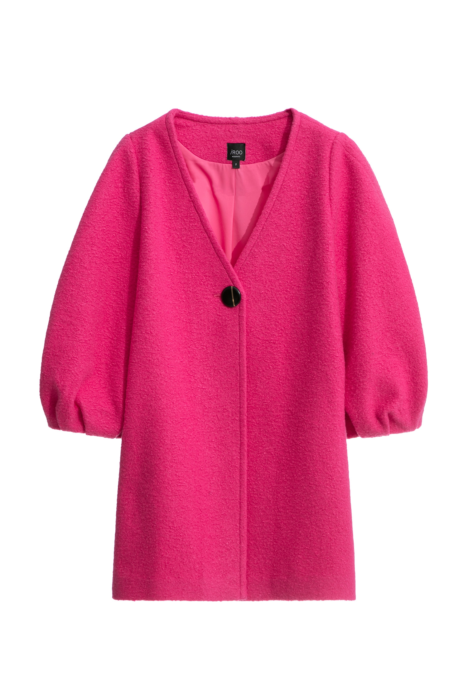 Pink Puff Sleeve Mid Length JacketPink Puff Sleeve Mid Length Jacket,Outerwear,Season (SS) Look