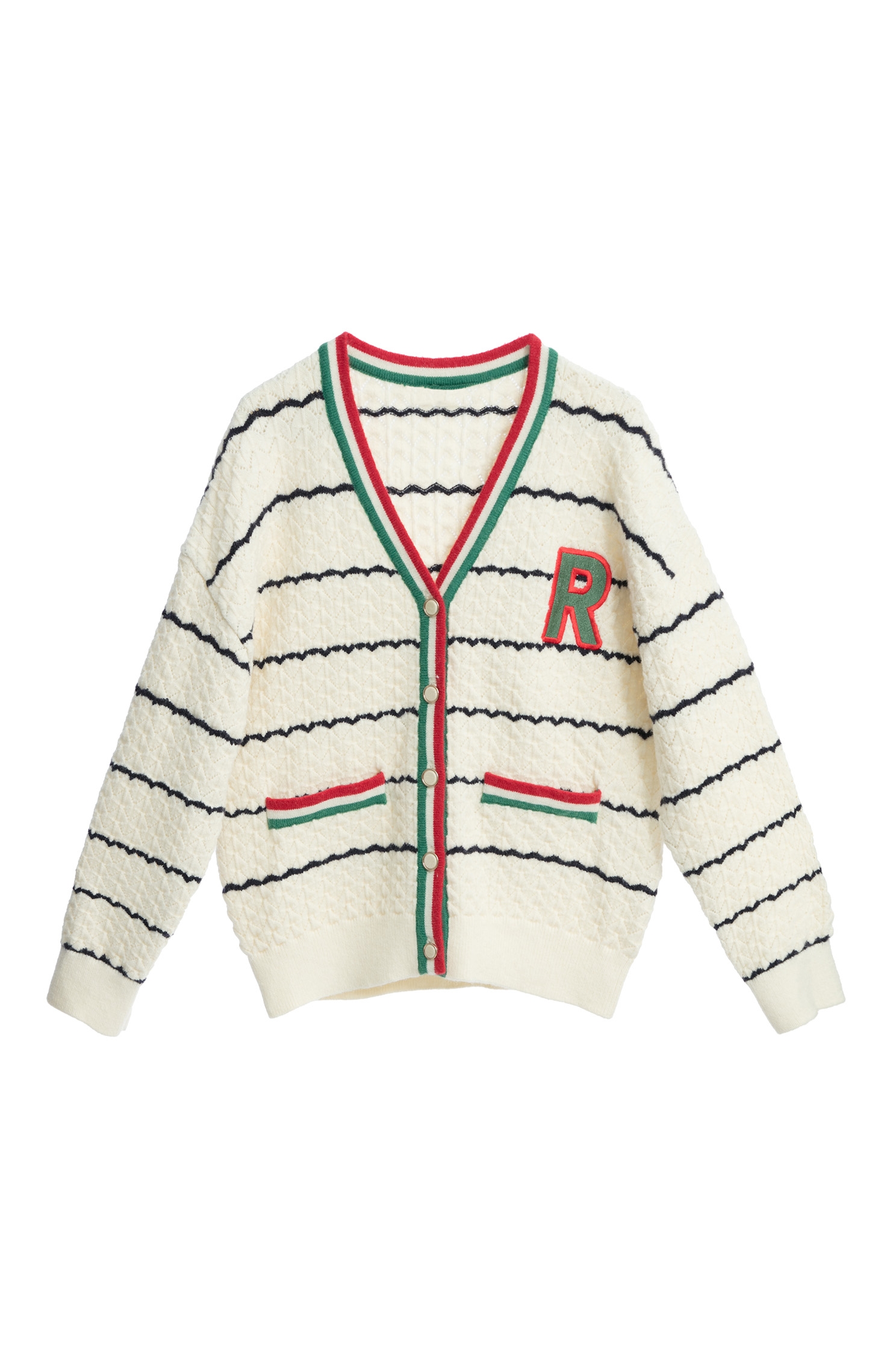 Contrast Stripe Long Sleeve Knit CardiganContrast Stripe Long Sleeve Knit Cardigan,Outerwear,Season (SS) Look,Embroidered,Knitted,Knitted coats