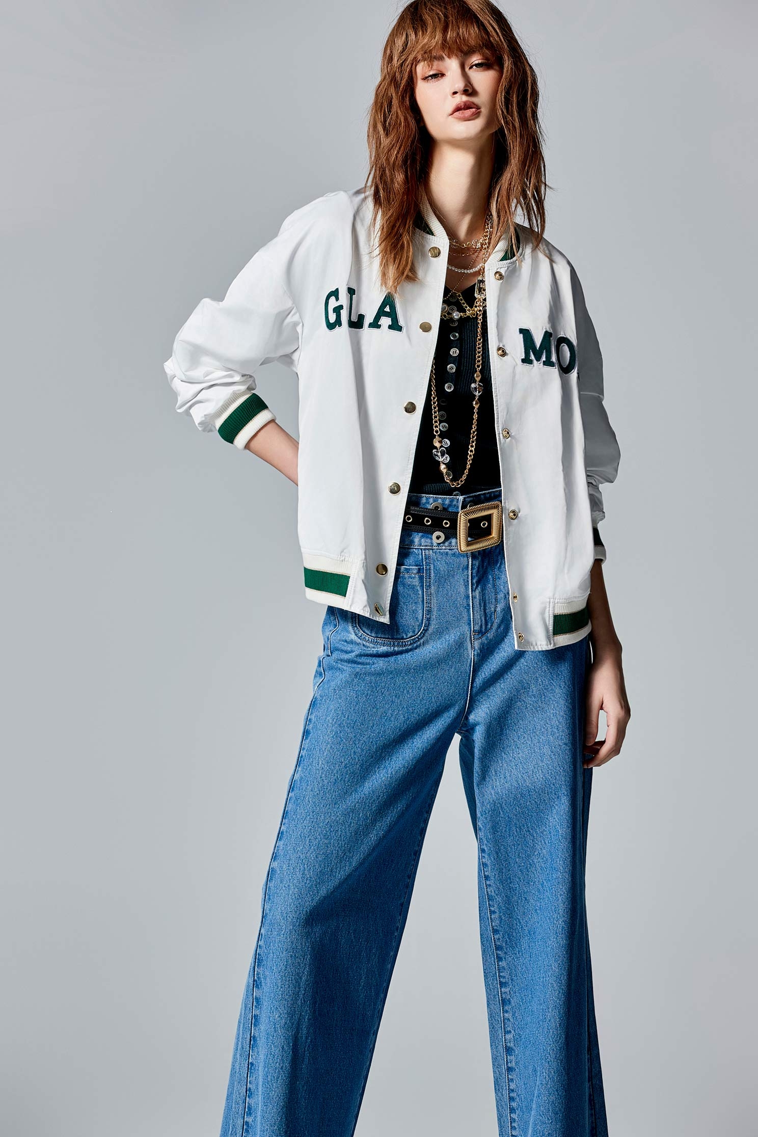 Front Slogan Contrast Trim Bomber JacketFront Slogan Contrast Trim Bomber Jacket,Outerwear,Season (SS) Look,Embroidered,Trench coats