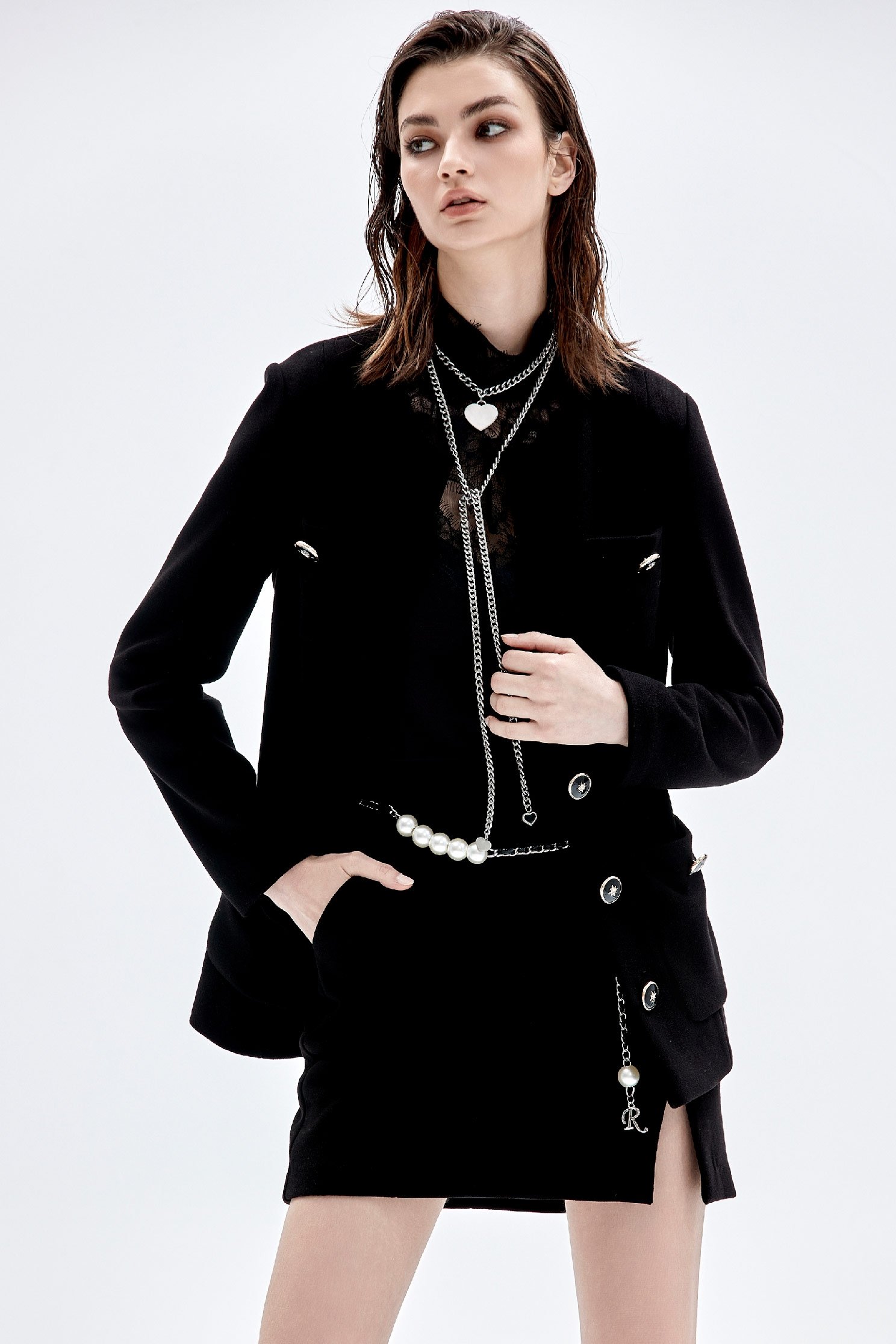 Button Front Mid Length JacketButton Front Mid Length Jacket,Jackets,Outerwear,Season (AW) Look