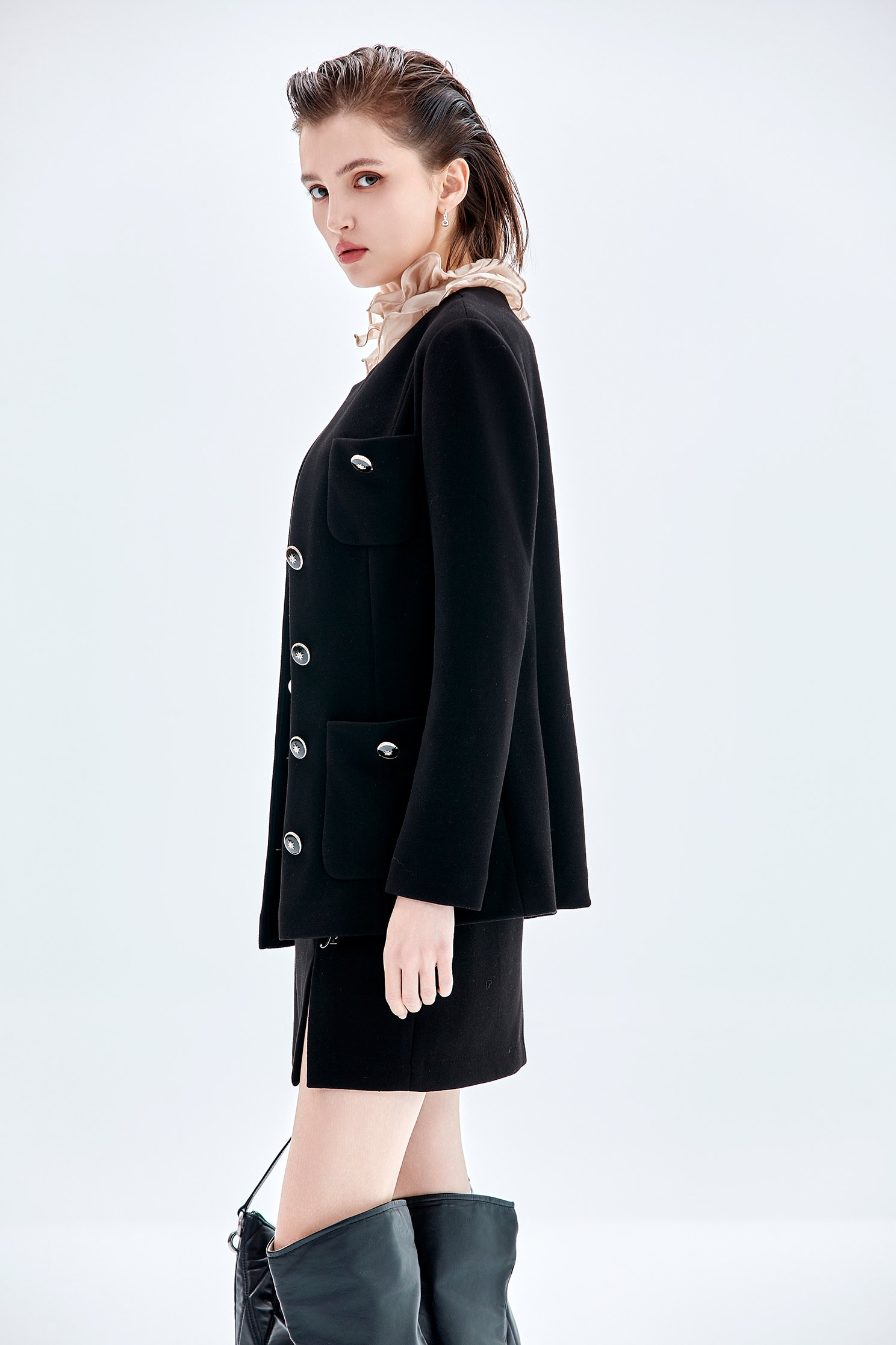 Button Front Mid Length JacketButton Front Mid Length Jacket,Jackets,Outerwear,Season (AW) Look