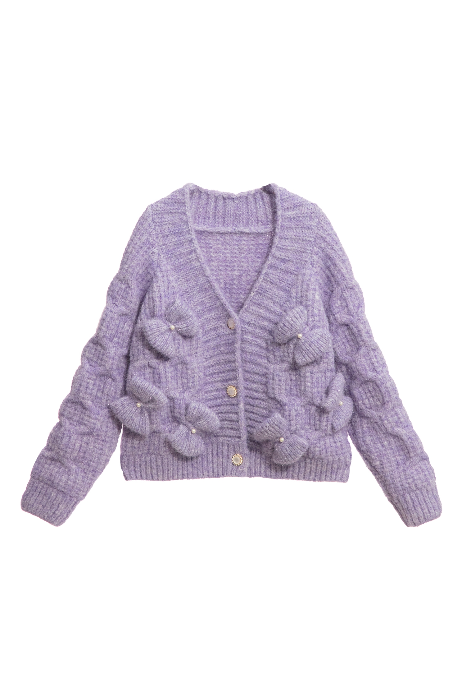 Bow Detail Purple Knit OuterwearBow Detail Purple Knit Outerwear,bestselling,Outerwear,Season (AW) Look,bows,Knitted,Knitted coats