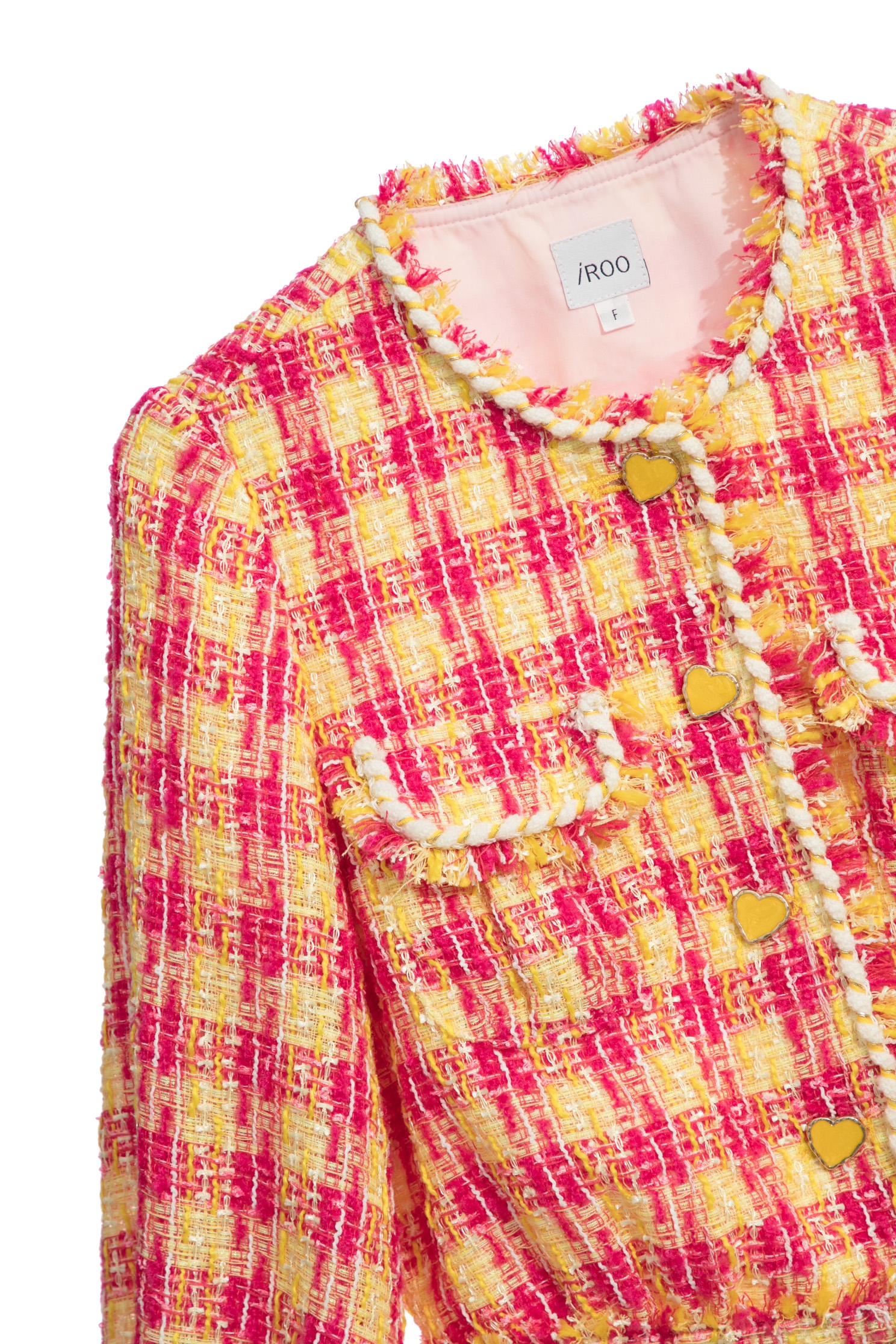 Yellow Red Checkered Tweed JacketYellow Red Checkered Tweed Jacket,Jackets,Outerwear,Season (SS) Look,Plaid