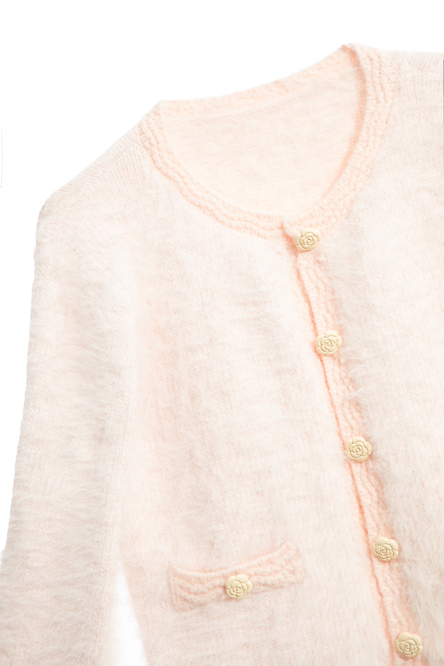 Light Pink Fuzzy Knit CardiganLight Pink Fuzzy Knit Cardigan,Outerwear,Season (SS) Look,Knitted,Knitted coats