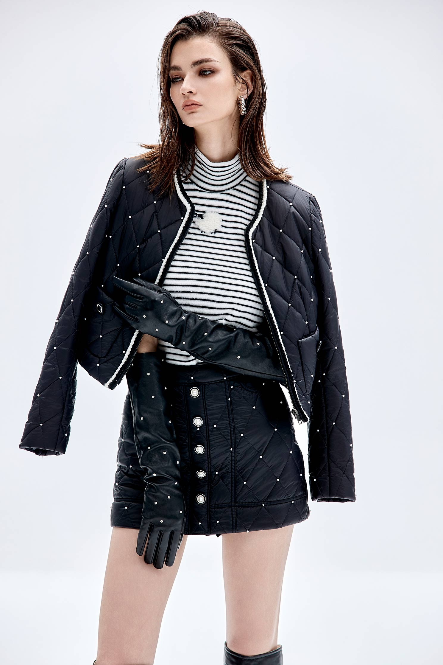 Pearl Detail Quilted JacketPearl Detail Quilted Jacket,Jackets,Outerwear,pearl,Season (AW) Look