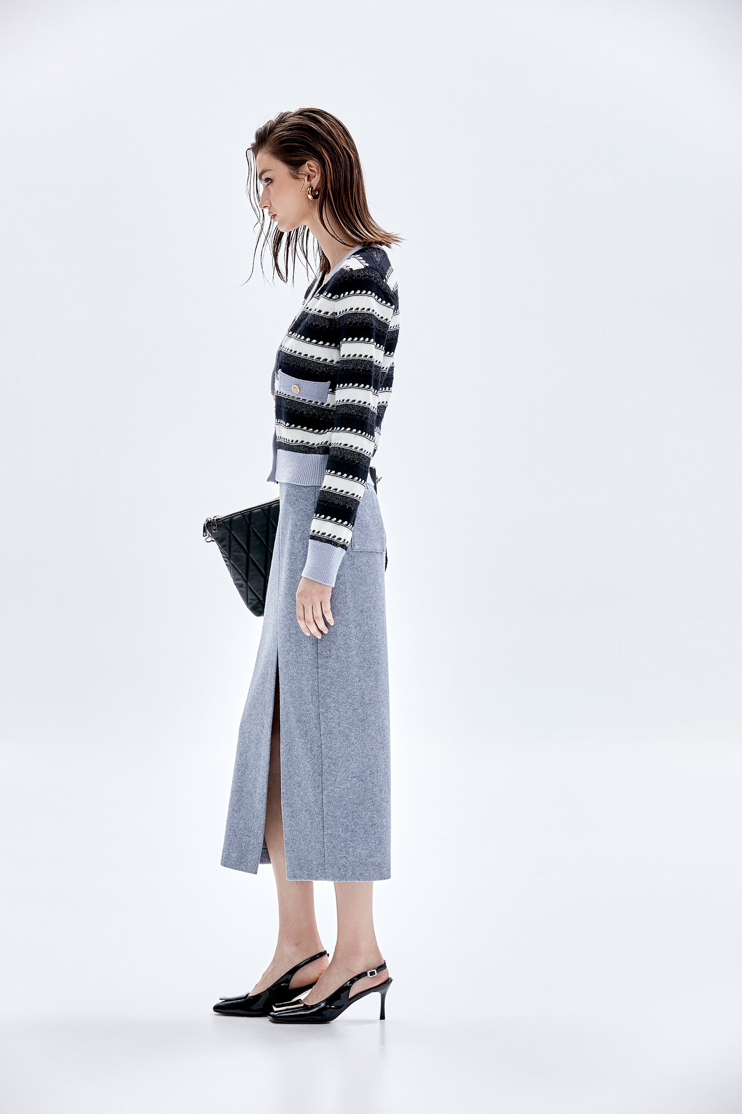 Contrast Stripe Long Sleeve Knit CardiganContrast Stripe Long Sleeve Knit Cardigan,Outerwear,Season (AW) Look,Knitted,Knitted coats