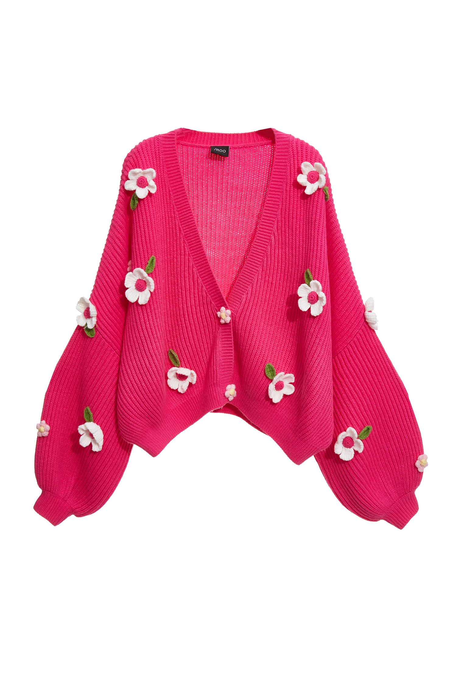Hand Knit Floral Detail Pink CardiganHand Knit Floral Detail Pink Cardigan,Jackets,Outerwear,Stripe,Season (AW) Look,Knitted,Knitted coats