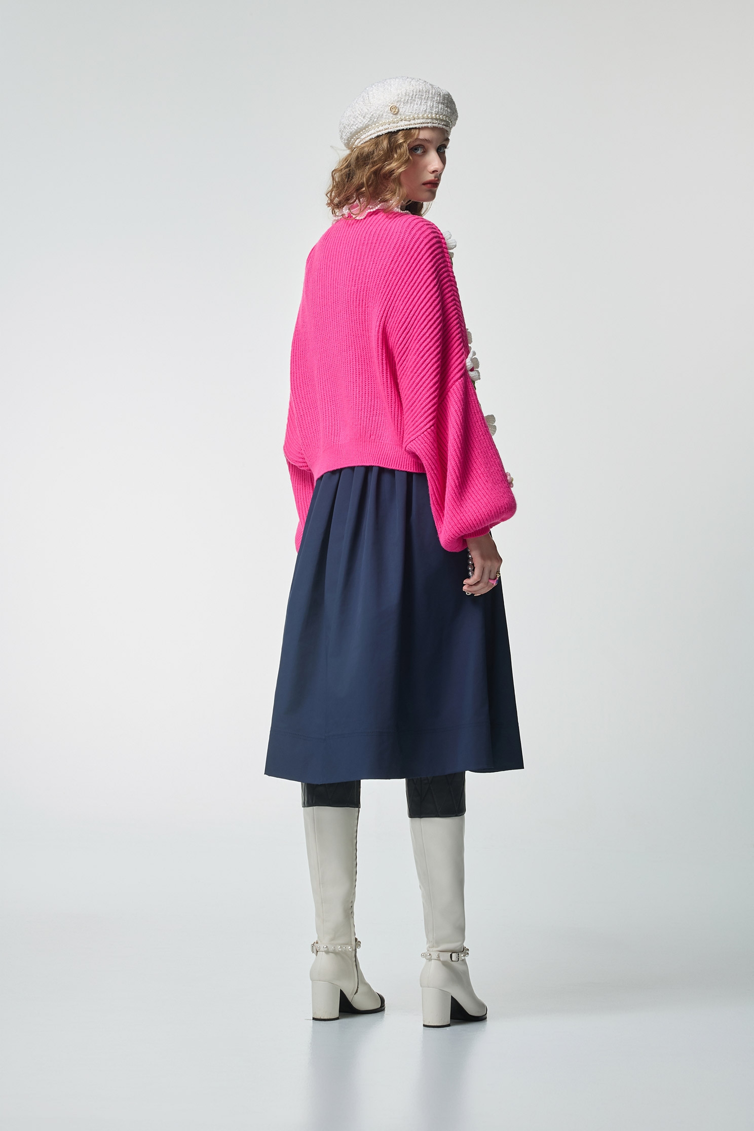 Hand Knit Floral Detail Pink CardiganHand Knit Floral Detail Pink Cardigan,Jackets,Outerwear,Stripe,Season (AW) Look,Knitted,Knitted coats