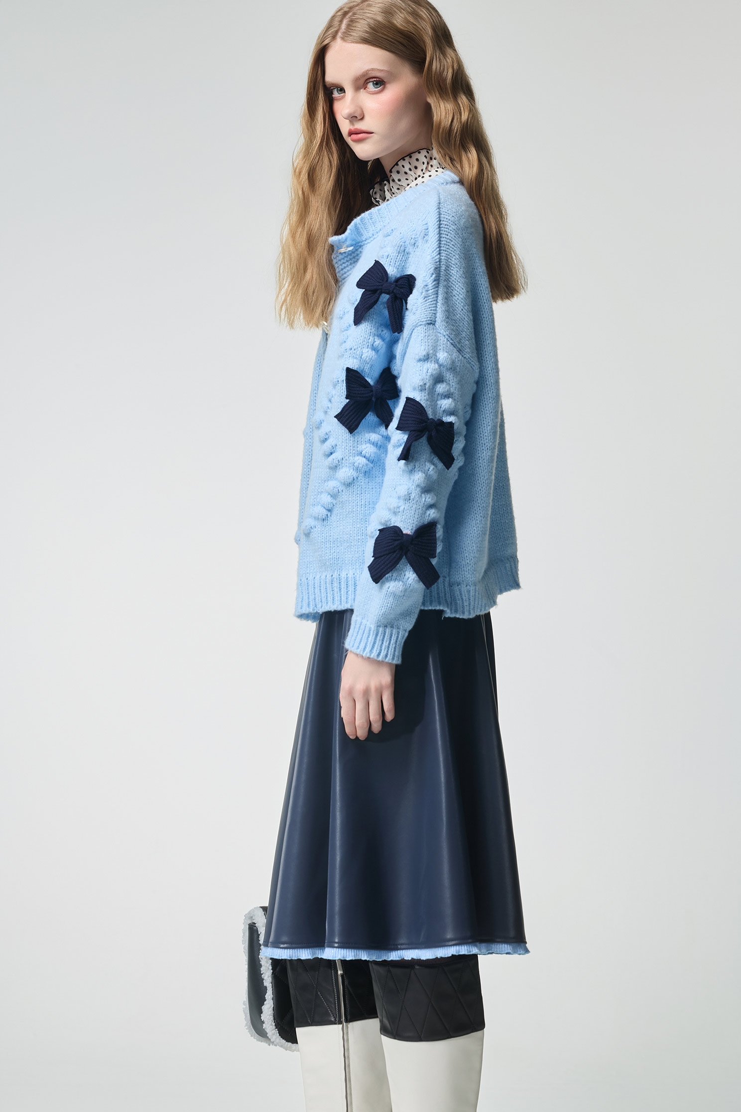 Contrast Bow Detail Knit JacketContrast Bow Detail Knit Jacket,Jackets,Tops,Outerwear,Season (AW) Look,bows,Knitted,Knitted coats