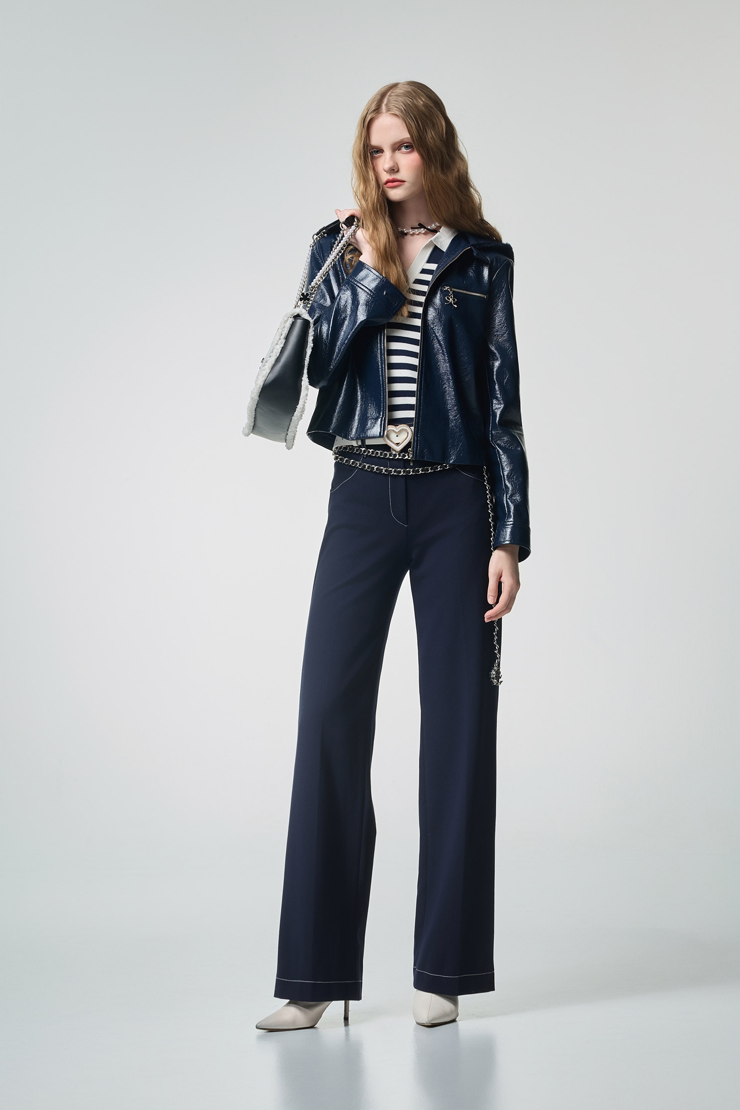 Metallic Sheen Navy PU jacketMetallic Sheen Navy PU jacket,Jackets,Outerwear,Season (AW) Look