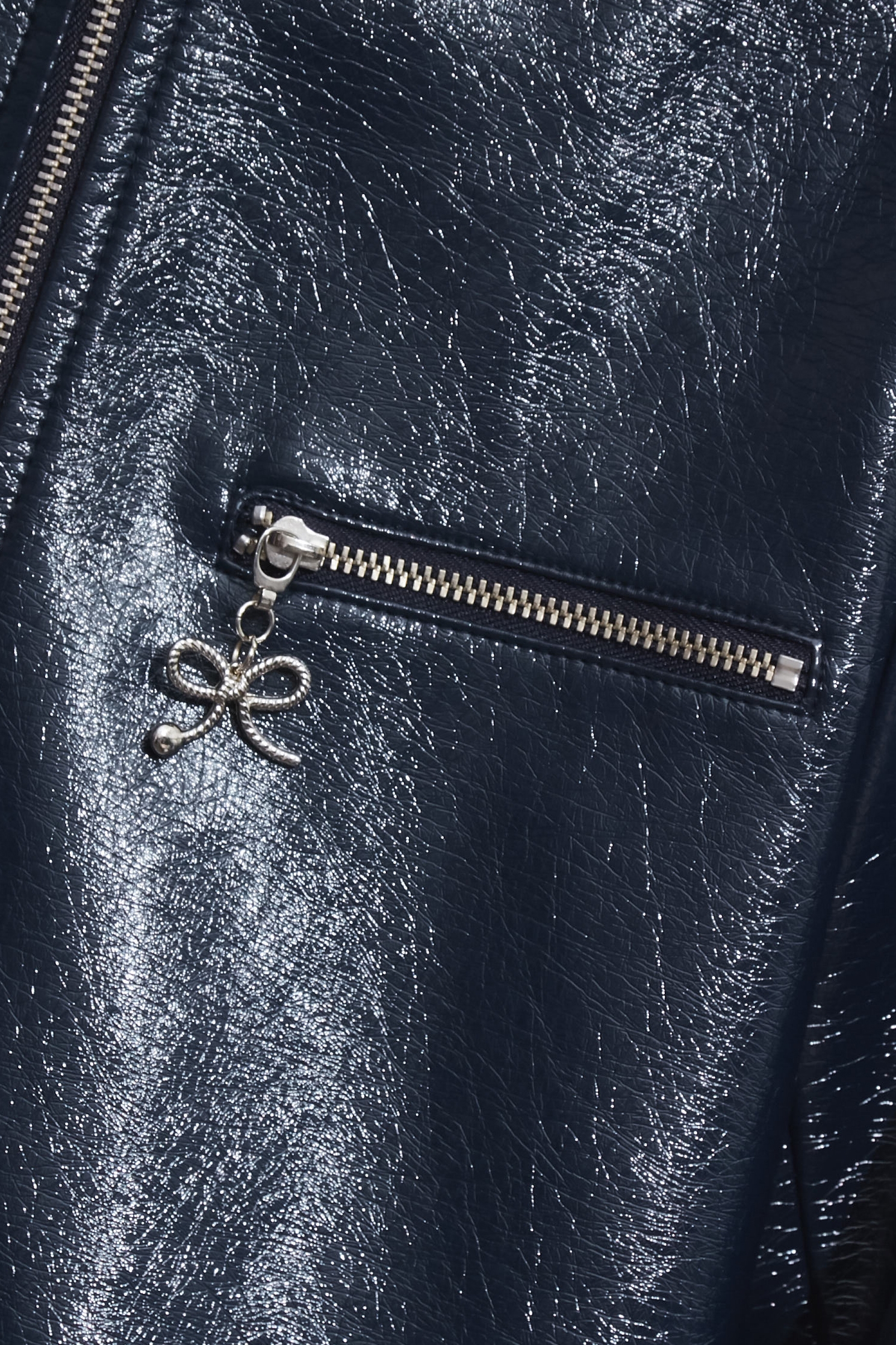 Metallic Sheen Navy PU jacketMetallic Sheen Navy PU jacket,Jackets,Outerwear,Season (AW) Look