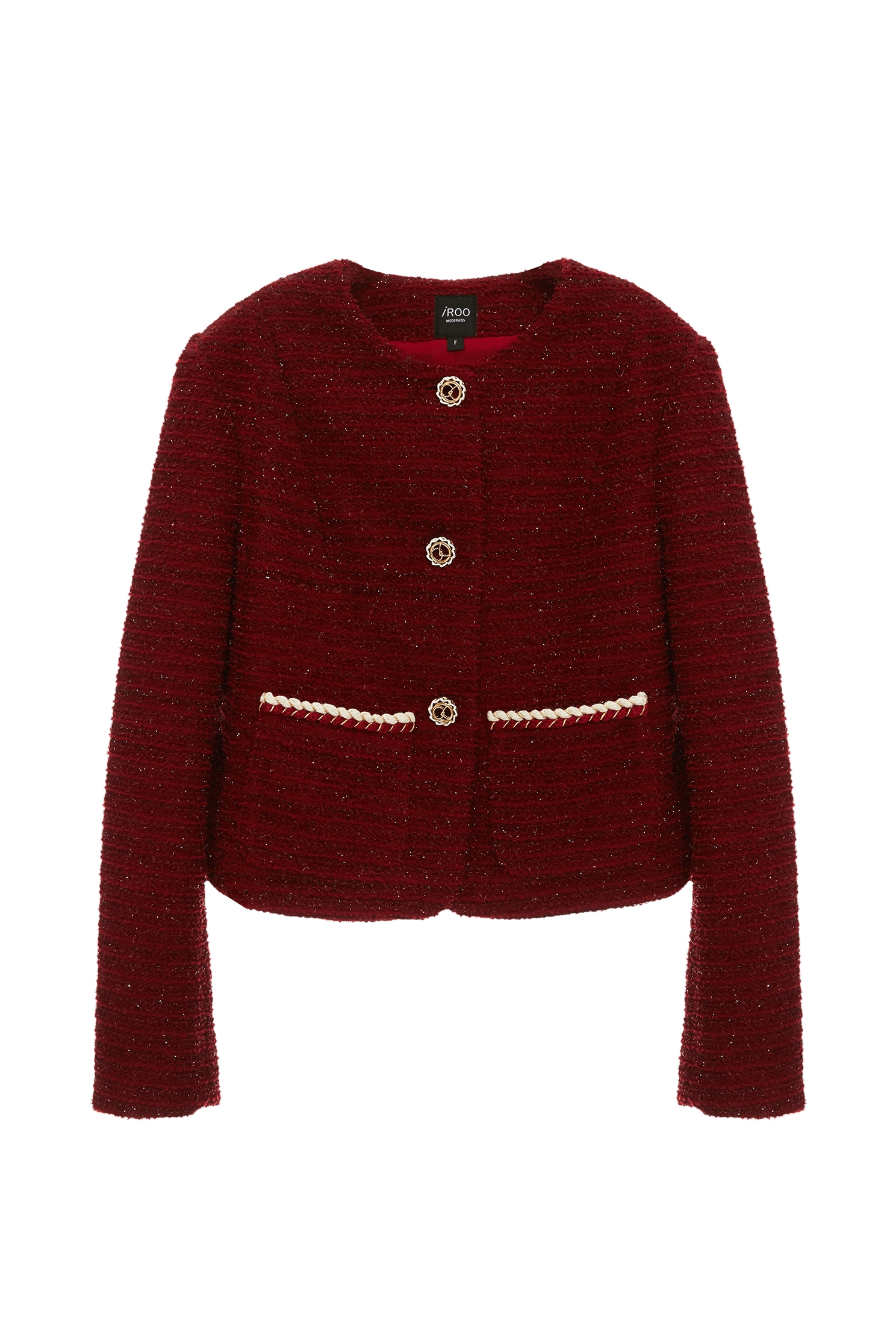 Wine Red Tweed JacketWine Red Tweed Jacket,Jackets,Outerwear,Season (SS) Look