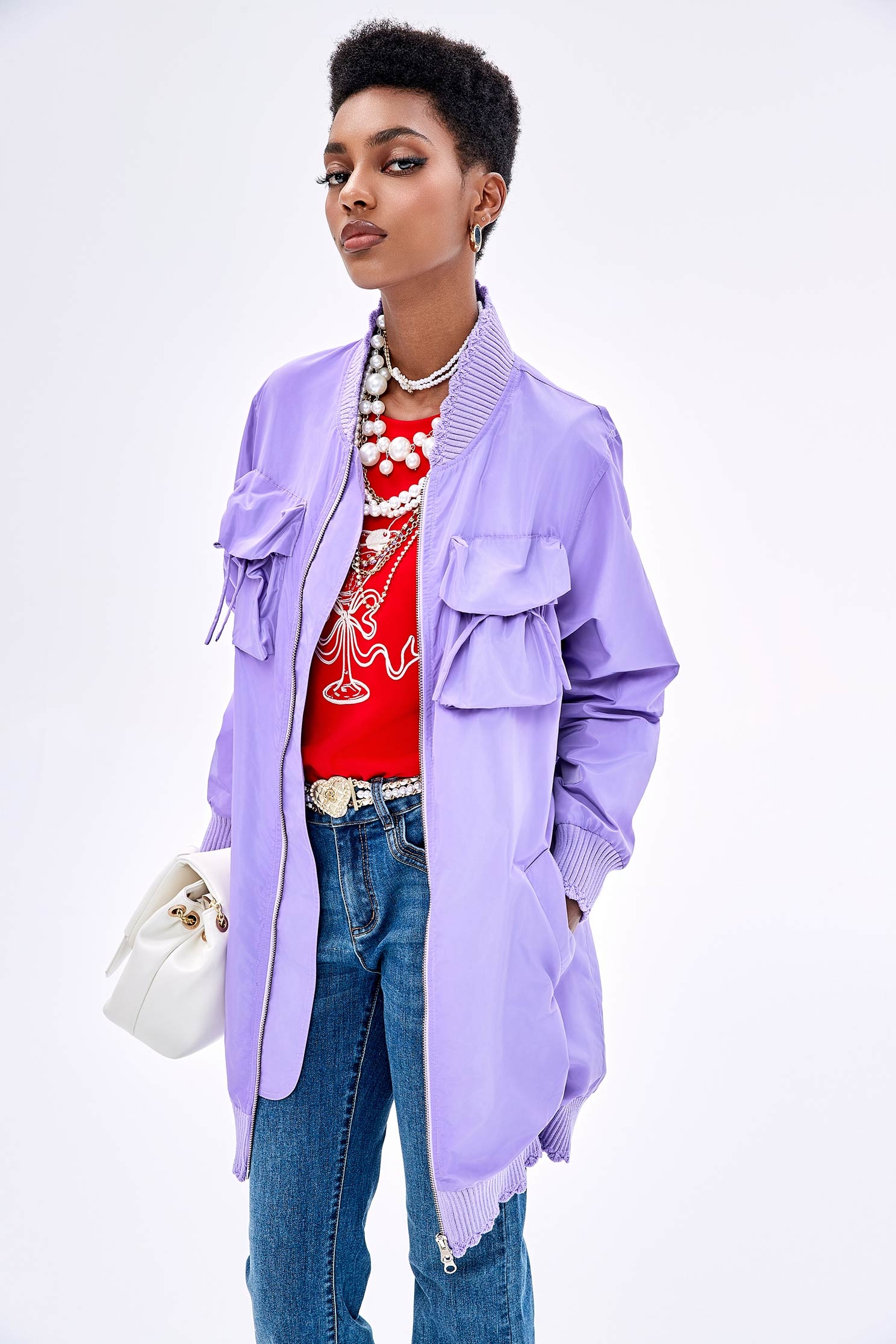 Knee Length Purple WindbreakerKnee Length Purple Windbreaker,Jackets,Outerwear,Season (SS) Look,Trench coats