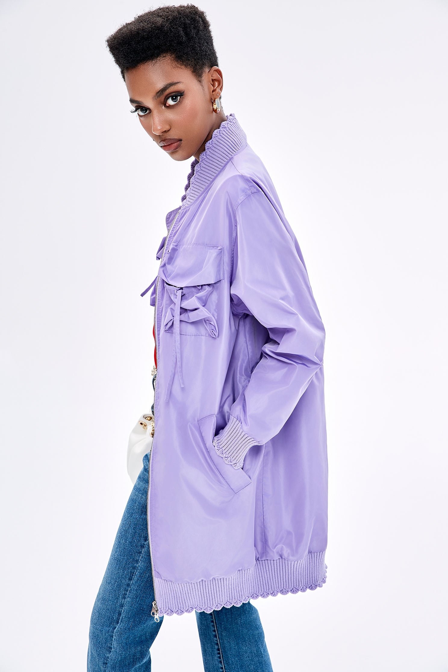 Knee Length Purple WindbreakerKnee Length Purple Windbreaker,Jackets,Outerwear,Season (SS) Look,Trench coats