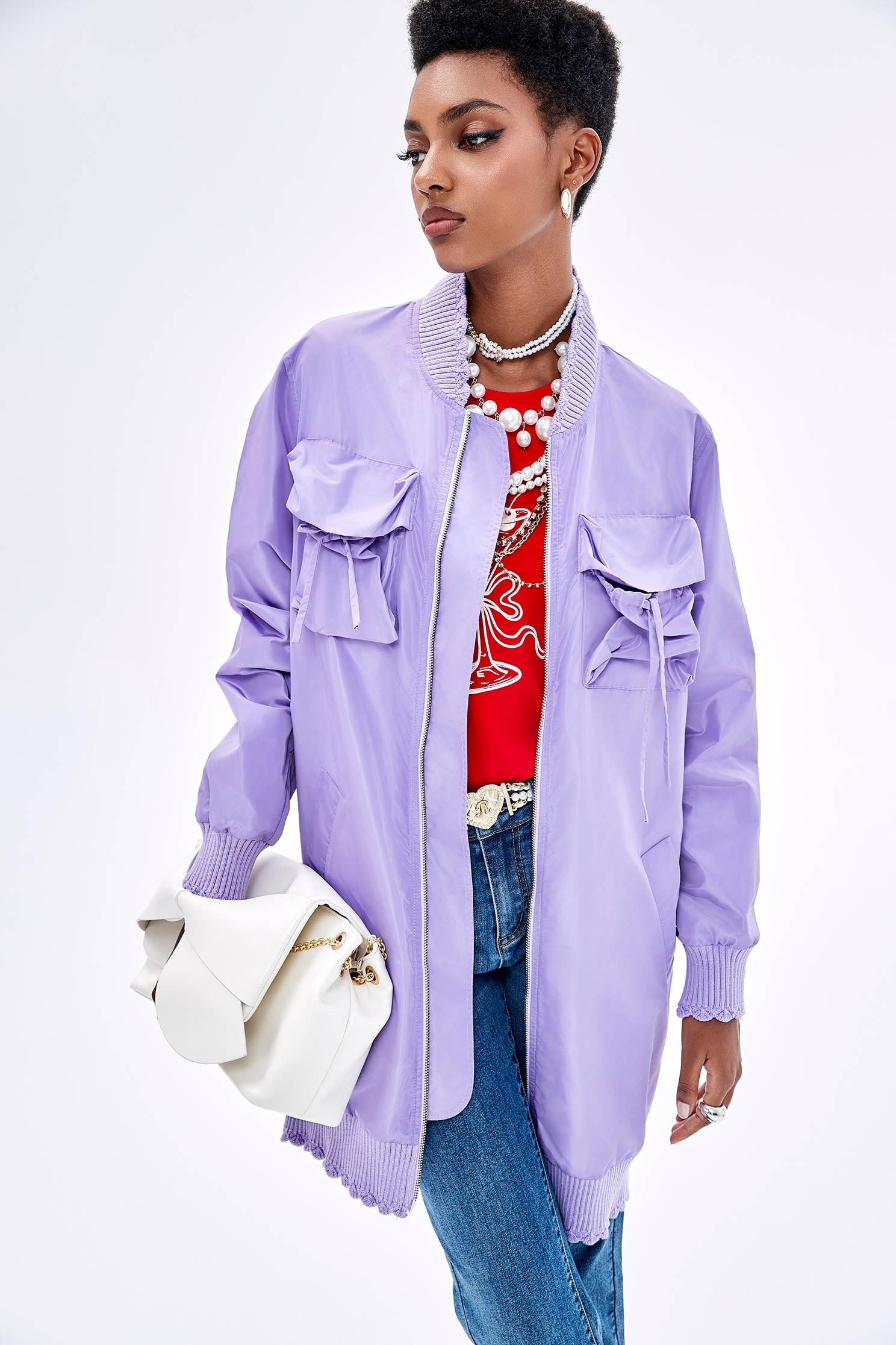 Knee Length Purple WindbreakerKnee Length Purple Windbreaker,Jackets,Outerwear,Season (SS) Look,Trench coats