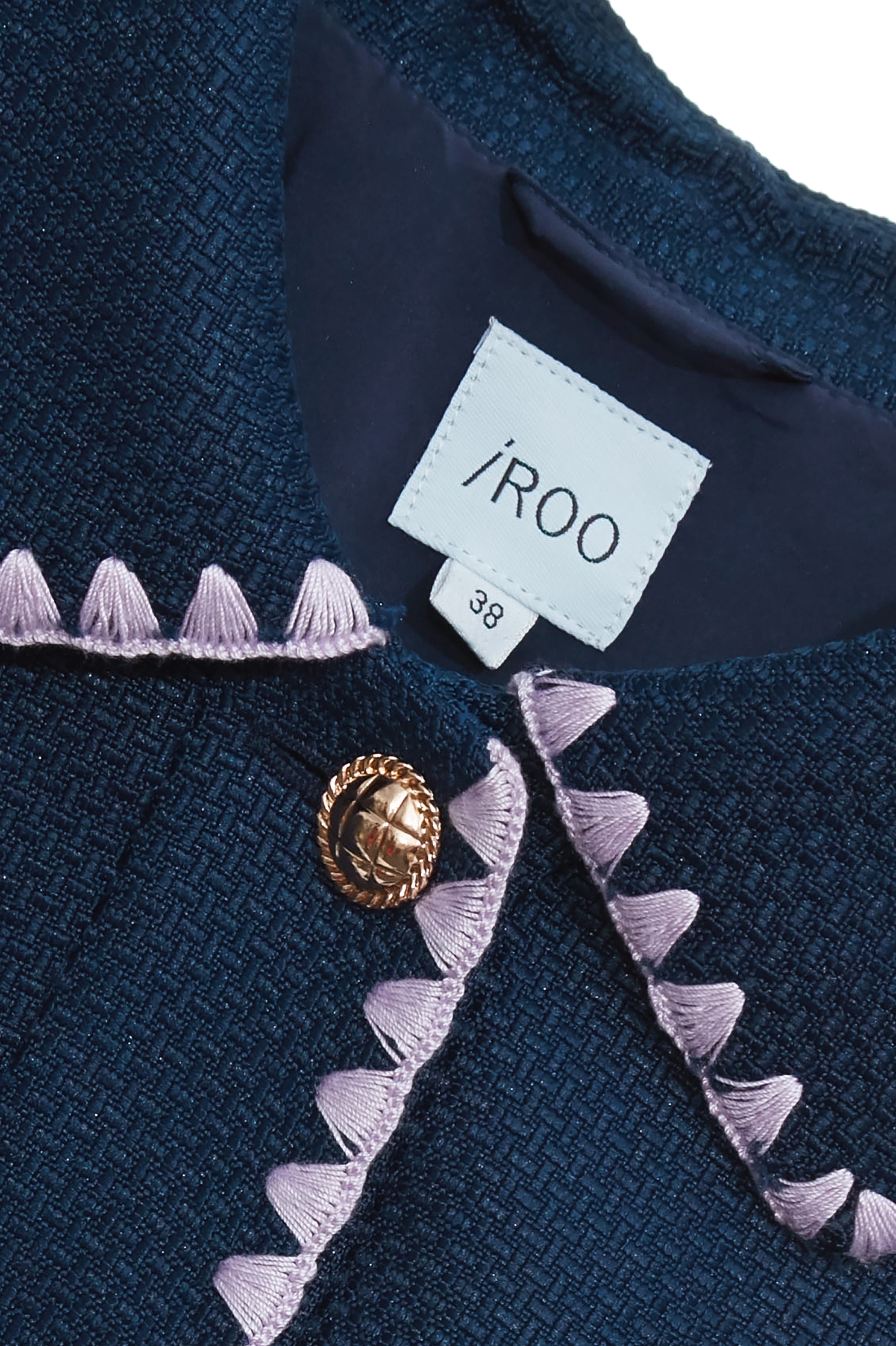 Purple Trim Detail Navy JacketPurple Trim Detail Navy Jacket,Jackets,Embroidered,Outerwear,Season (SS) Look,Skorts