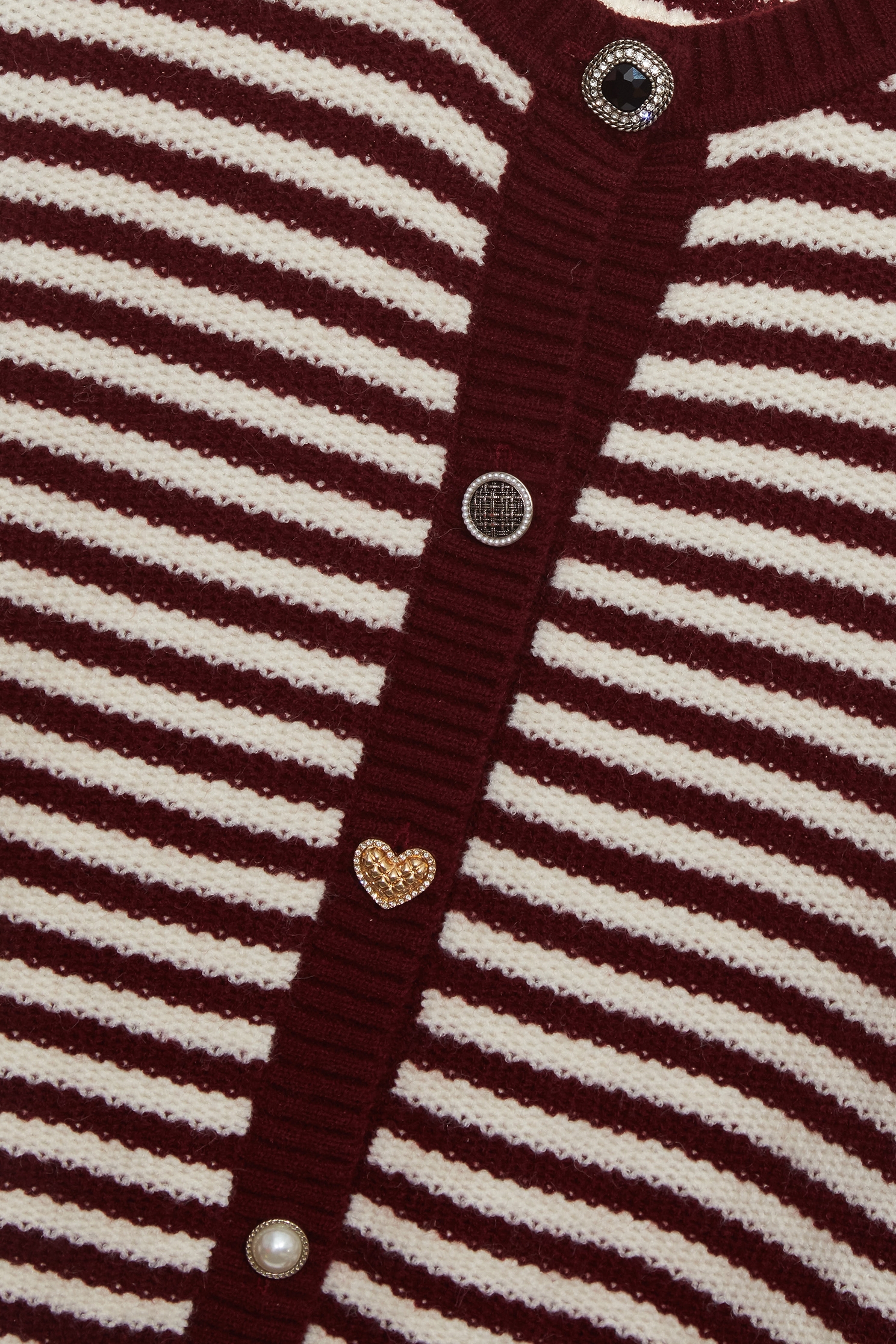 Wine Red Stripe Knit CardiganWine Red Stripe Knit Cardigan,Season (SS) Look,Stripe,Knitted,Knitted coats,Knitted tops