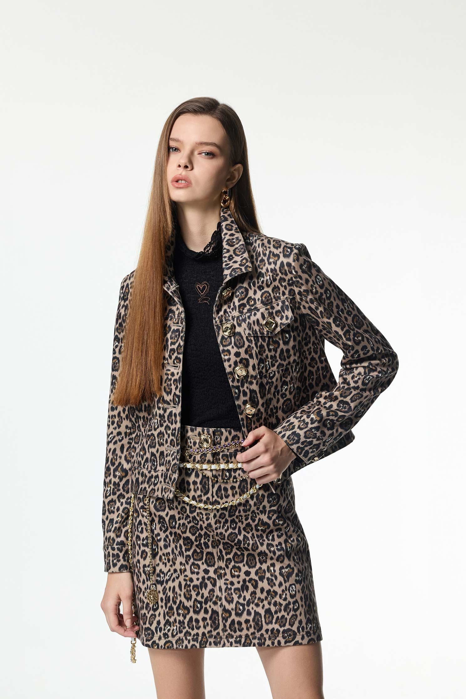 Leopard Print Denim JacketLeopard Print Denim Jacket,Jackets,Outerwear,Season (AW) Look