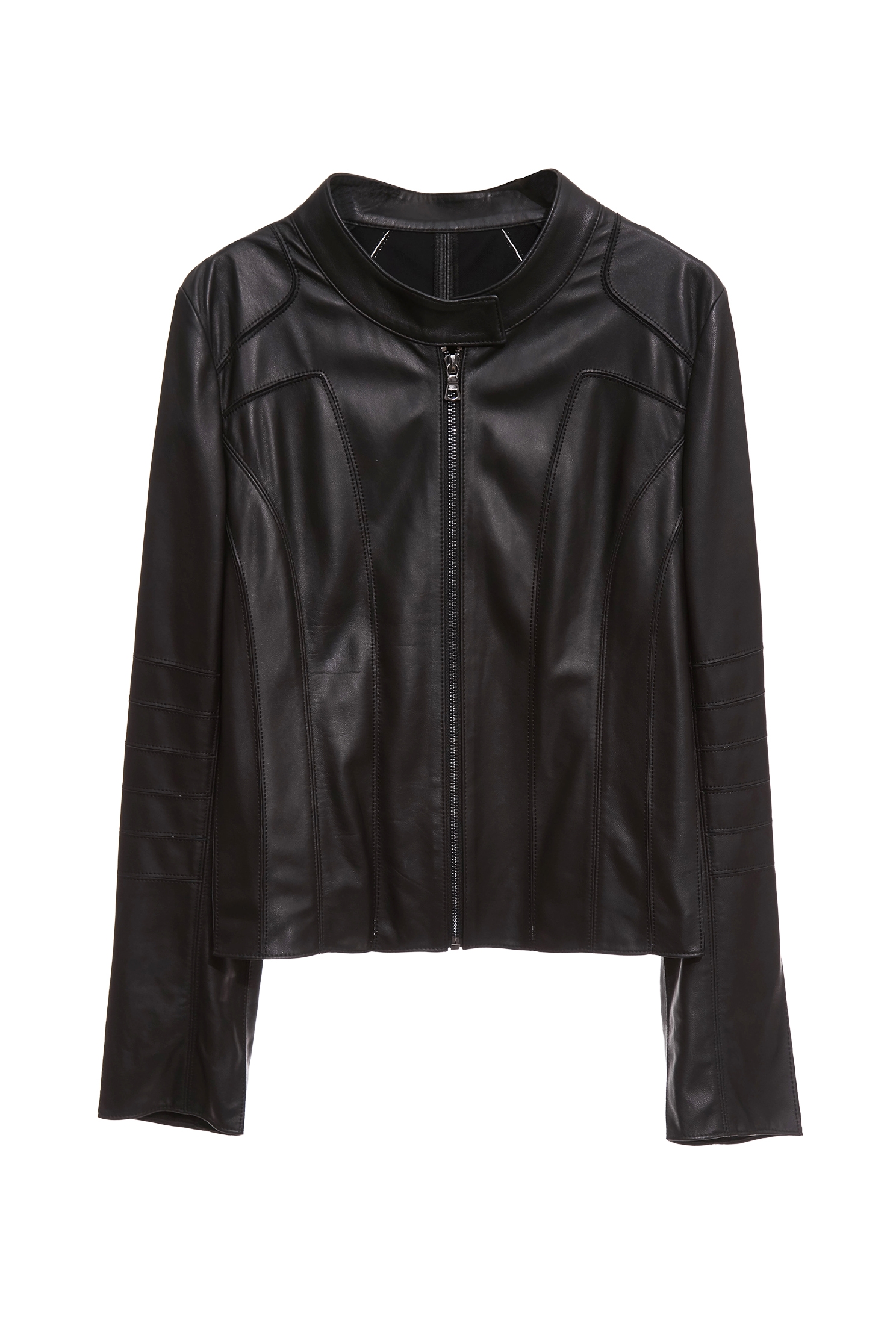 Front Zip Leather JacketFront Zip Leather Jacket,Jackets,Outerwear,Lether jackets,Leather,Season (AW) Look,Black outerwear