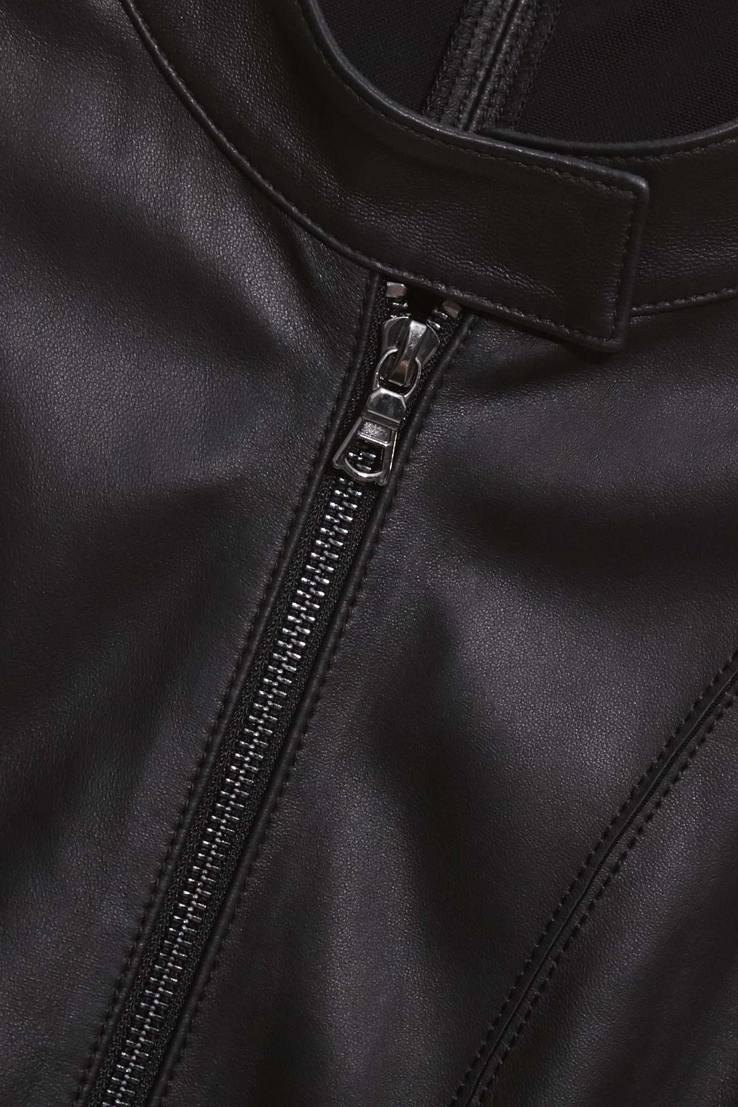 Front Zip Leather JacketFront Zip Leather Jacket,Jackets,Outerwear,Lether jackets,Leather,Season (AW) Look,Black outerwear