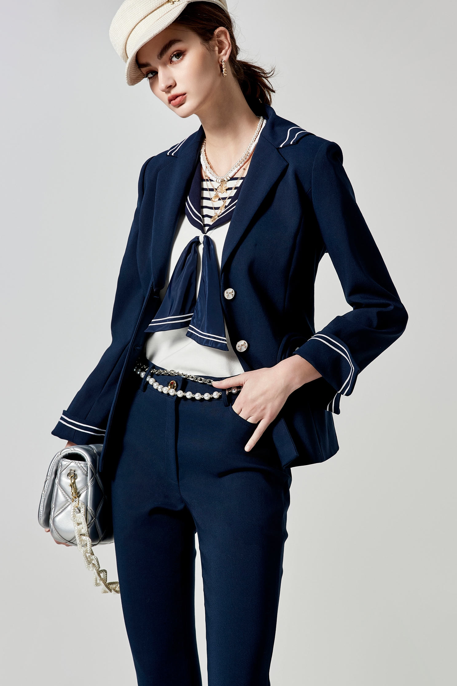 Button Front Blazer With Contrast Trim DetailButton Front Blazer With Contrast Trim Detail,Jackets,Outerwear,Season (SS) Look,Blazers