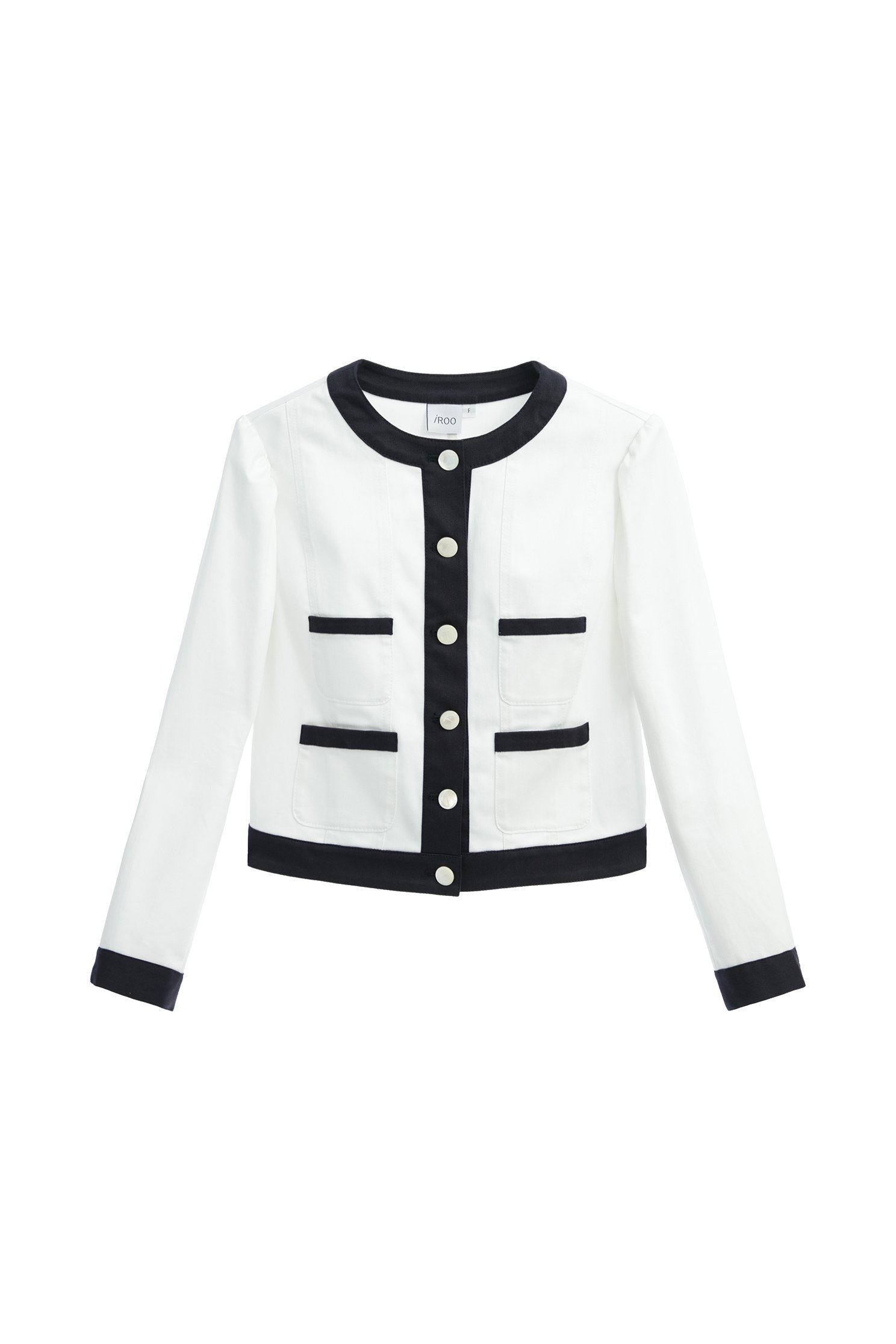 Button Front Jacket With Contrast Navy Trim DetailButton Front Jacket With Contrast Navy Trim Detail,Jackets,Outerwear,Season (SS) Look