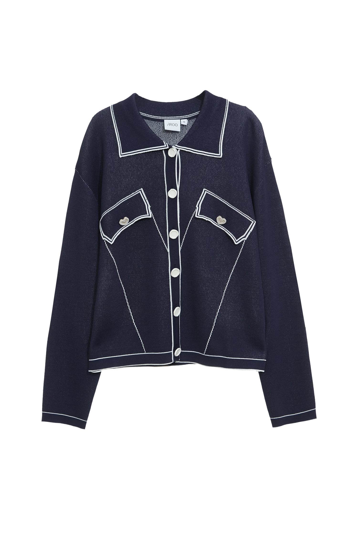 Contrast Trim Navy CardiganContrast Trim Navy Cardigan,Outerwear,Season (SS) Look,Knitted,Knitted coats