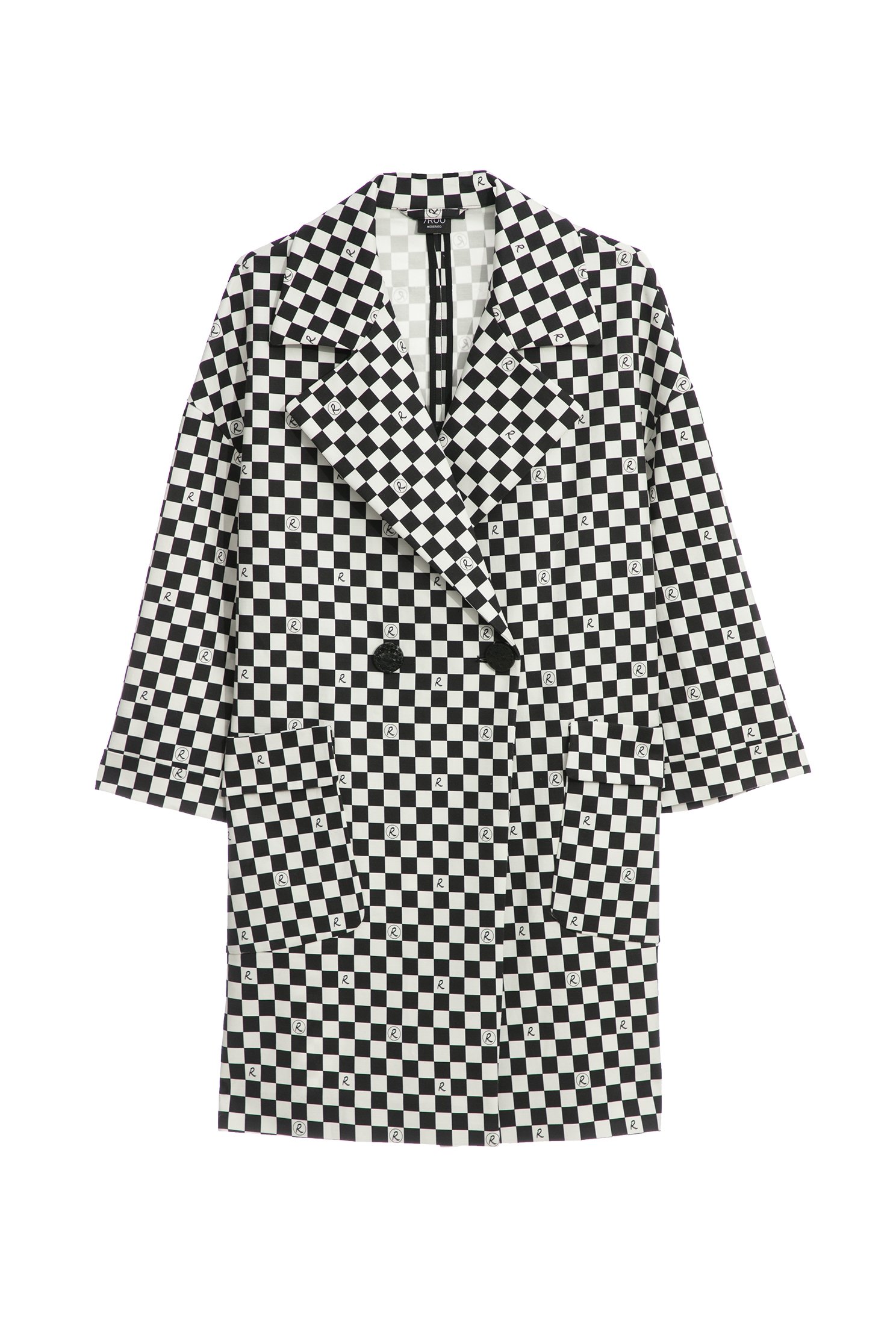 R Logo Checkered Trench CoatR Logo Checkered Trench Coat,Jackets,Outerwear,Season (SS) Look,longcoats