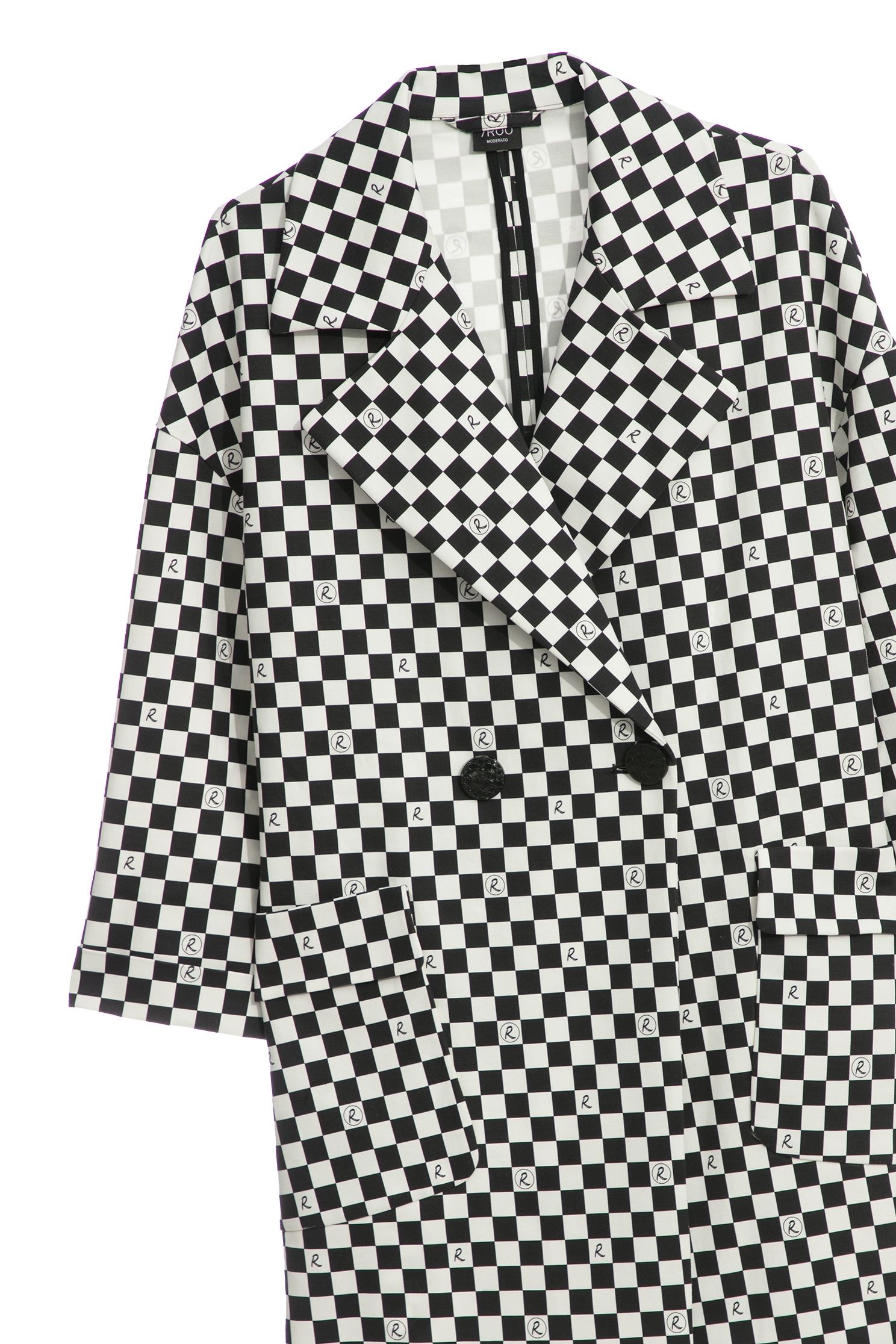 R Logo Checkered Trench CoatR Logo Checkered Trench Coat,Jackets,Outerwear,Season (SS) Look,longcoats