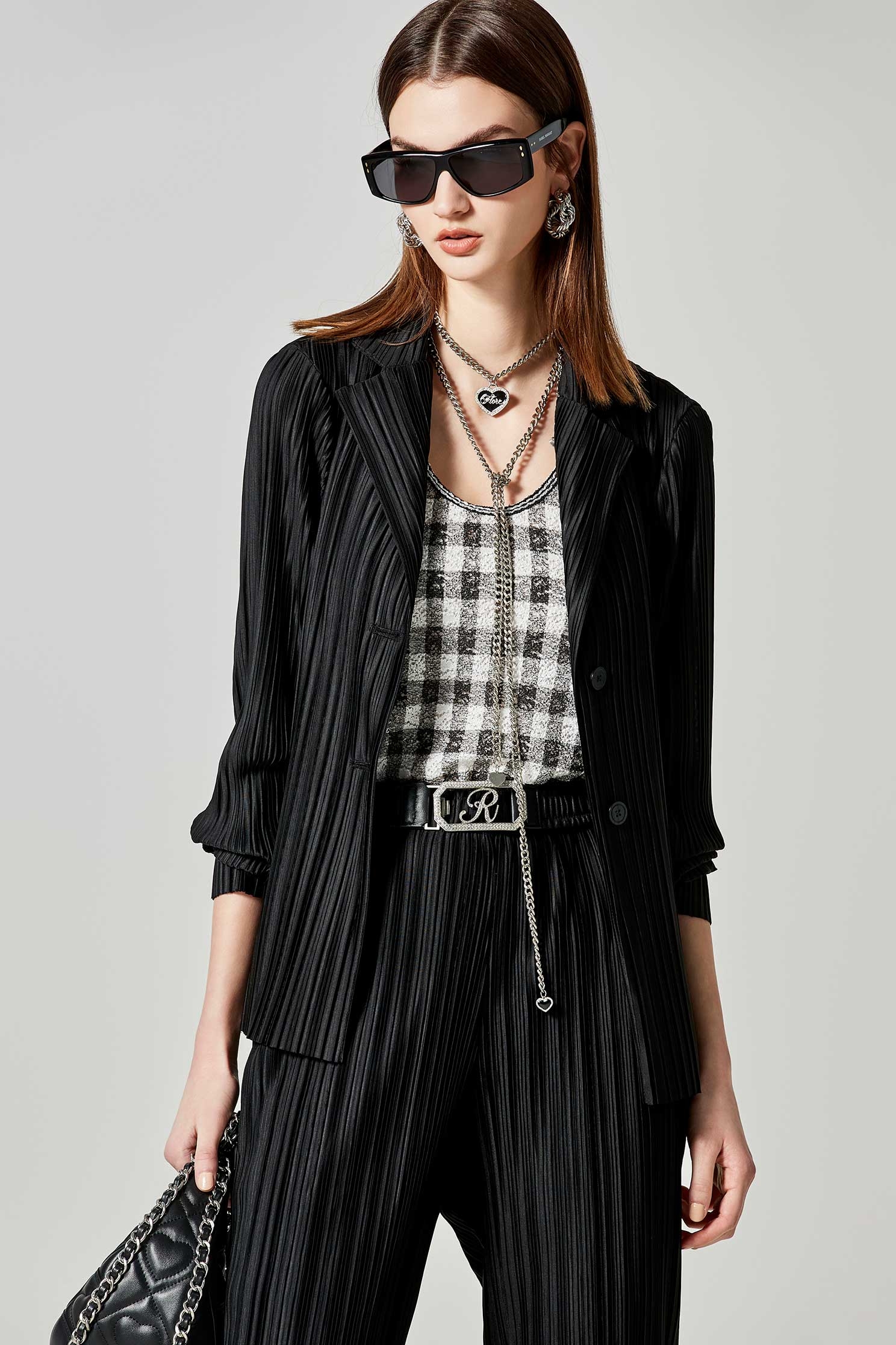 Full Pleated Mid Length JacketFull Pleated Mid Length Jacket,Jackets,Outerwear,Season (SS) Look,Belts,Long sleeve outerwear