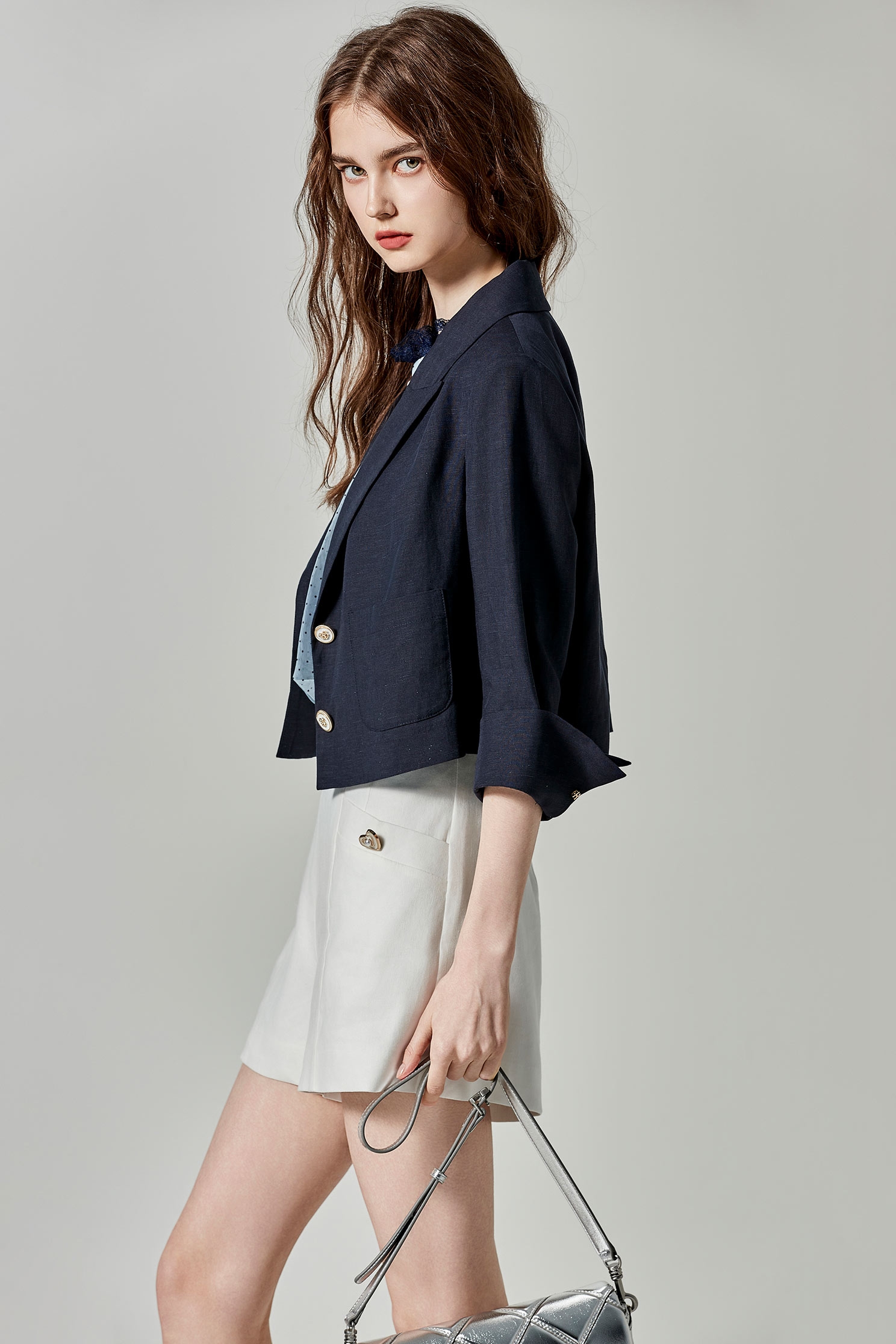 Basic Navy crop BlazerBasic Navy crop Blazer,Jackets,Outerwear,Season (SS) Look,Blazers