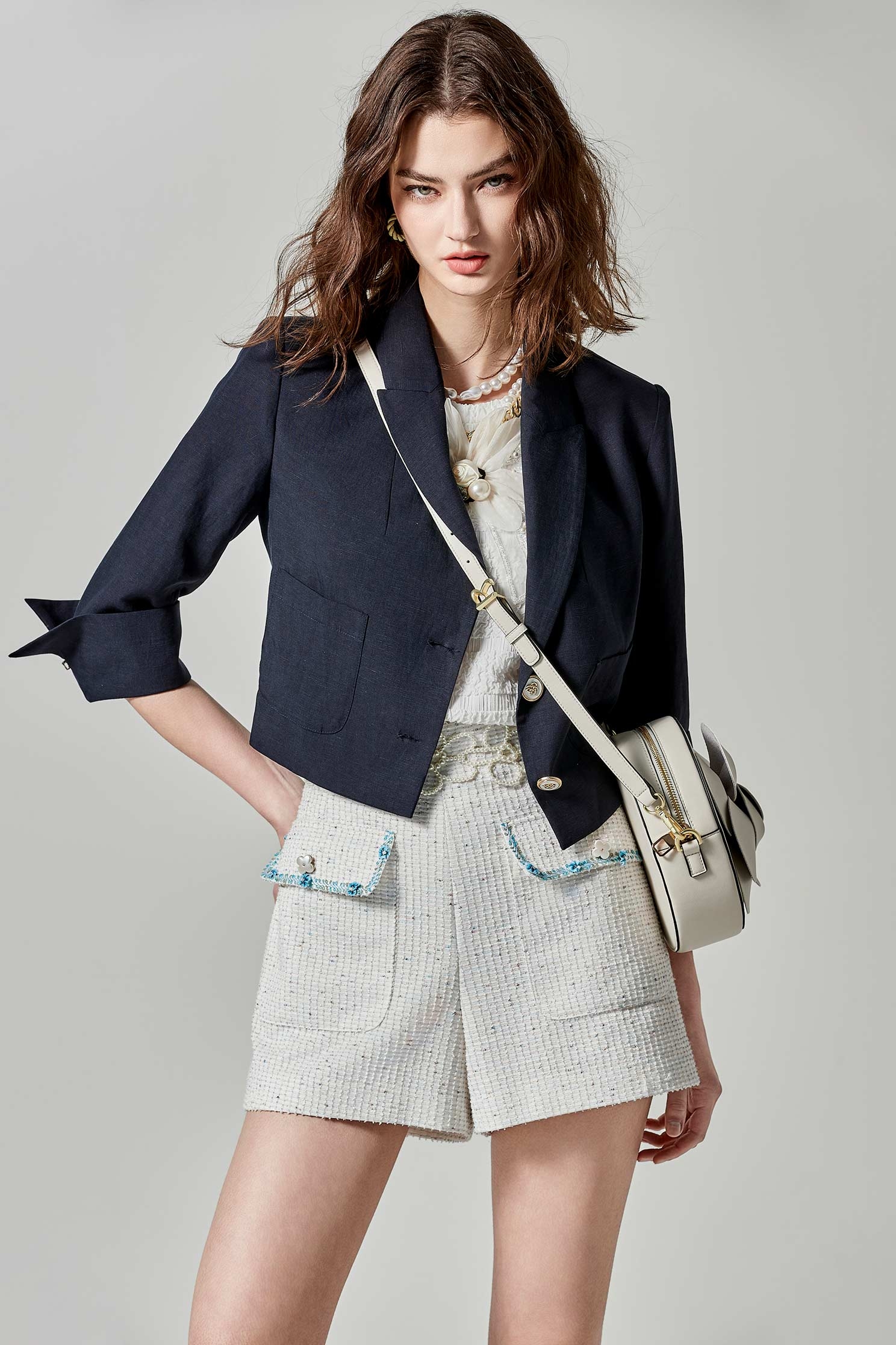 Basic Navy crop BlazerBasic Navy crop Blazer,Jackets,Outerwear,Season (SS) Look,Blazers