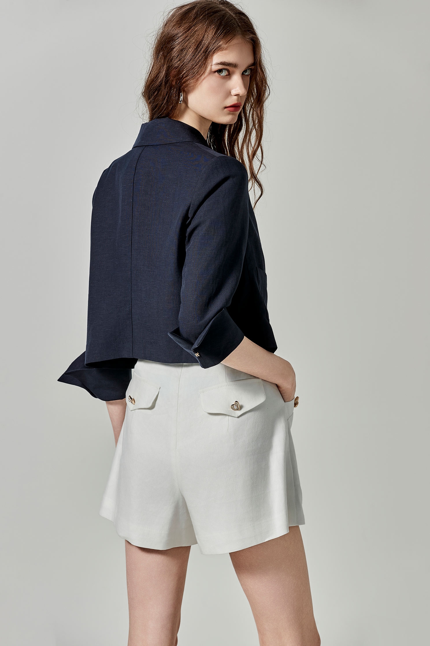 Basic Navy crop BlazerBasic Navy crop Blazer,Jackets,Outerwear,Season (SS) Look,Blazers