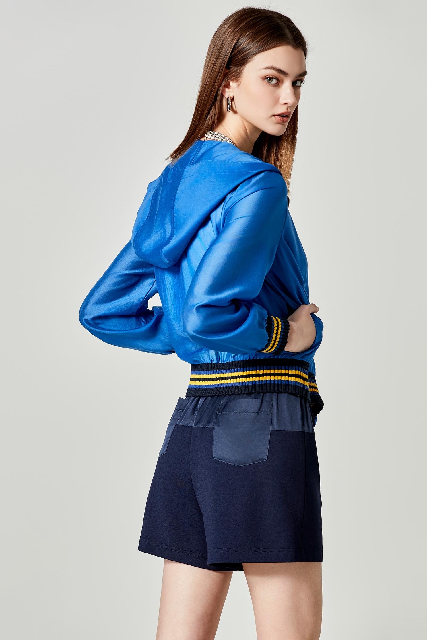 Blue Hoodie Jacket With Contrast Trim DetailBlue Hoodie Jacket With Contrast Trim Detail,Jackets,Outerwear,Season (SS) Look