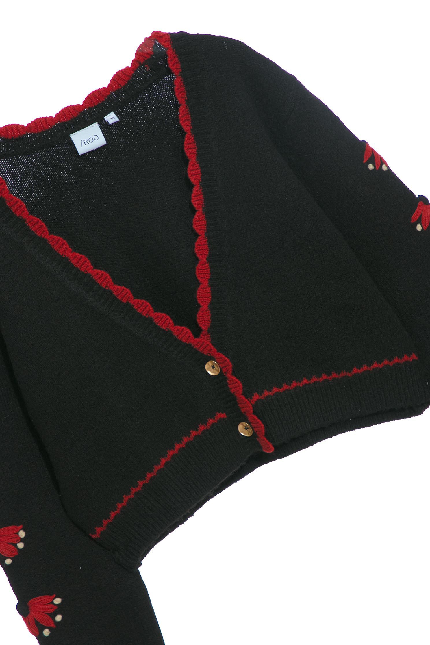 Red Contrast Detail Autumn CardiganKnit coat with colored placket,Ready for Winter,Outerwear,Season (AW) Look,Valentine,Knitted,Knitted coats