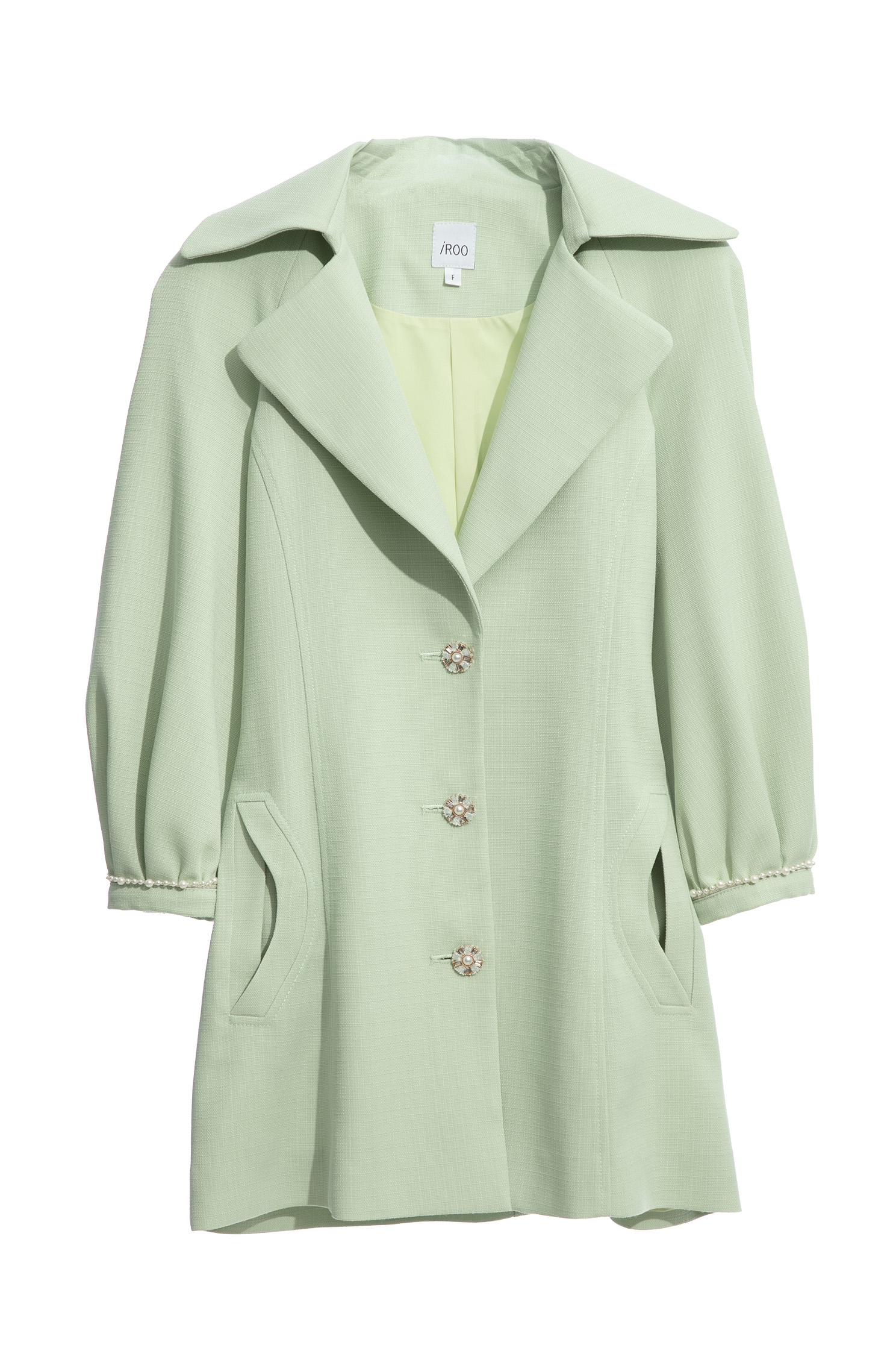 Light Green Mid Length TrenchcoatLight Green Mid Length Trenchcoat,Jackets,Outerwear,pearl,Season (AW) Look,Trench coats