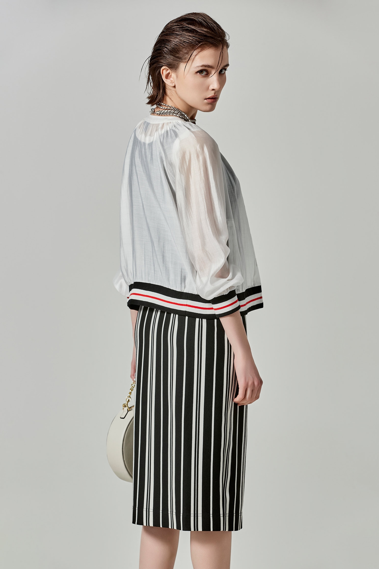 Semi Translucent Outerwear With Contrast Rib DetailSemi Translucent Outerwear With Contrast Rib Detail,Jackets,Outerwear,Season (SS) Look