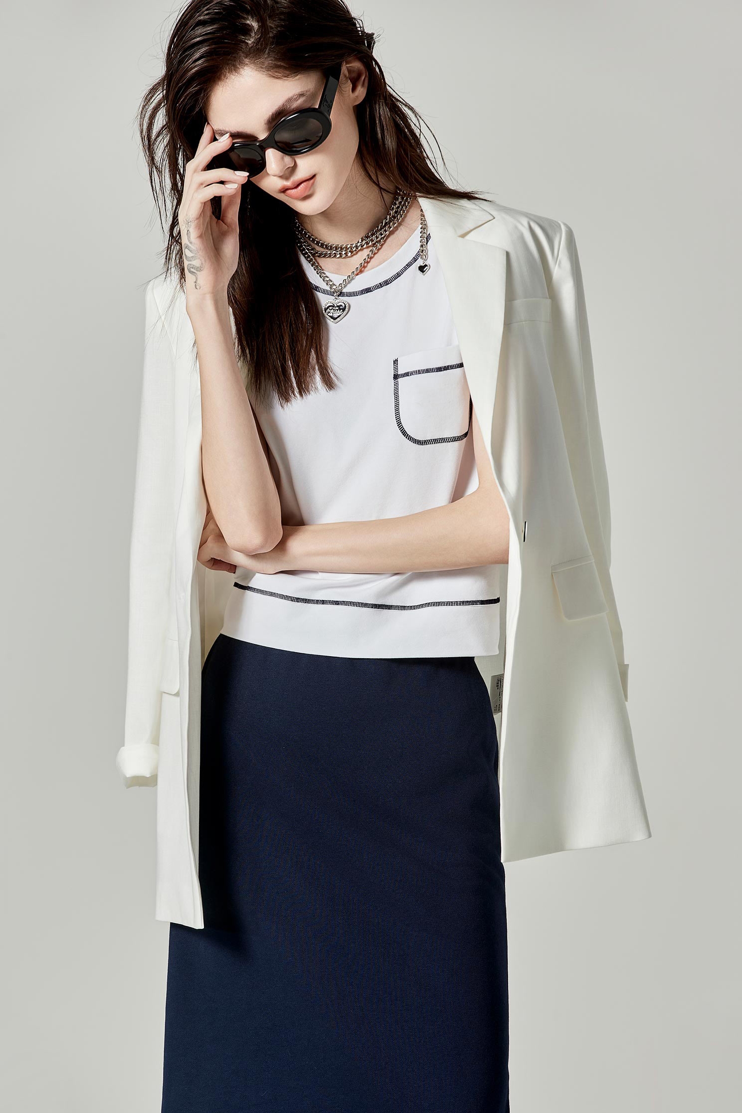 White Mid Length Linen BlazerWhite Mid Length Linen Blazer,Outerwear,Season (SS) Look,Blazers