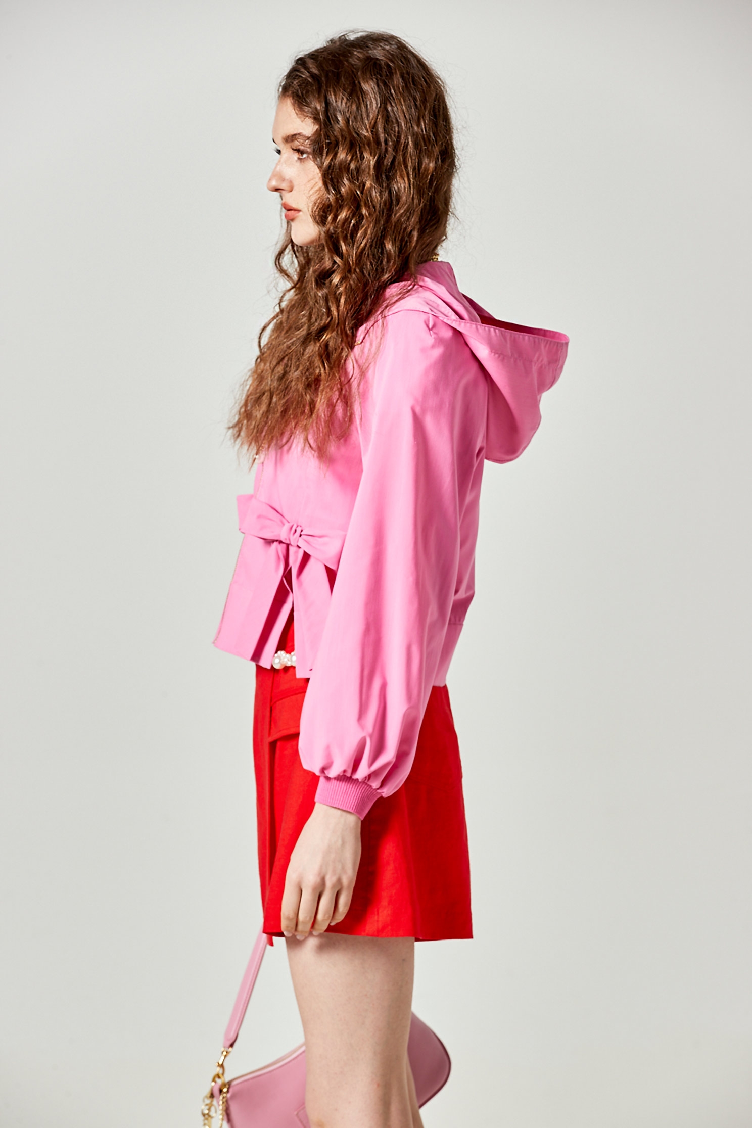 Pink Hoodie Anti-wrinkle JacketPink Hoodie Anti-wrinkle Jacket,Jackets,Outerwear,Season (SS) Look,bows,Hoodie jackets