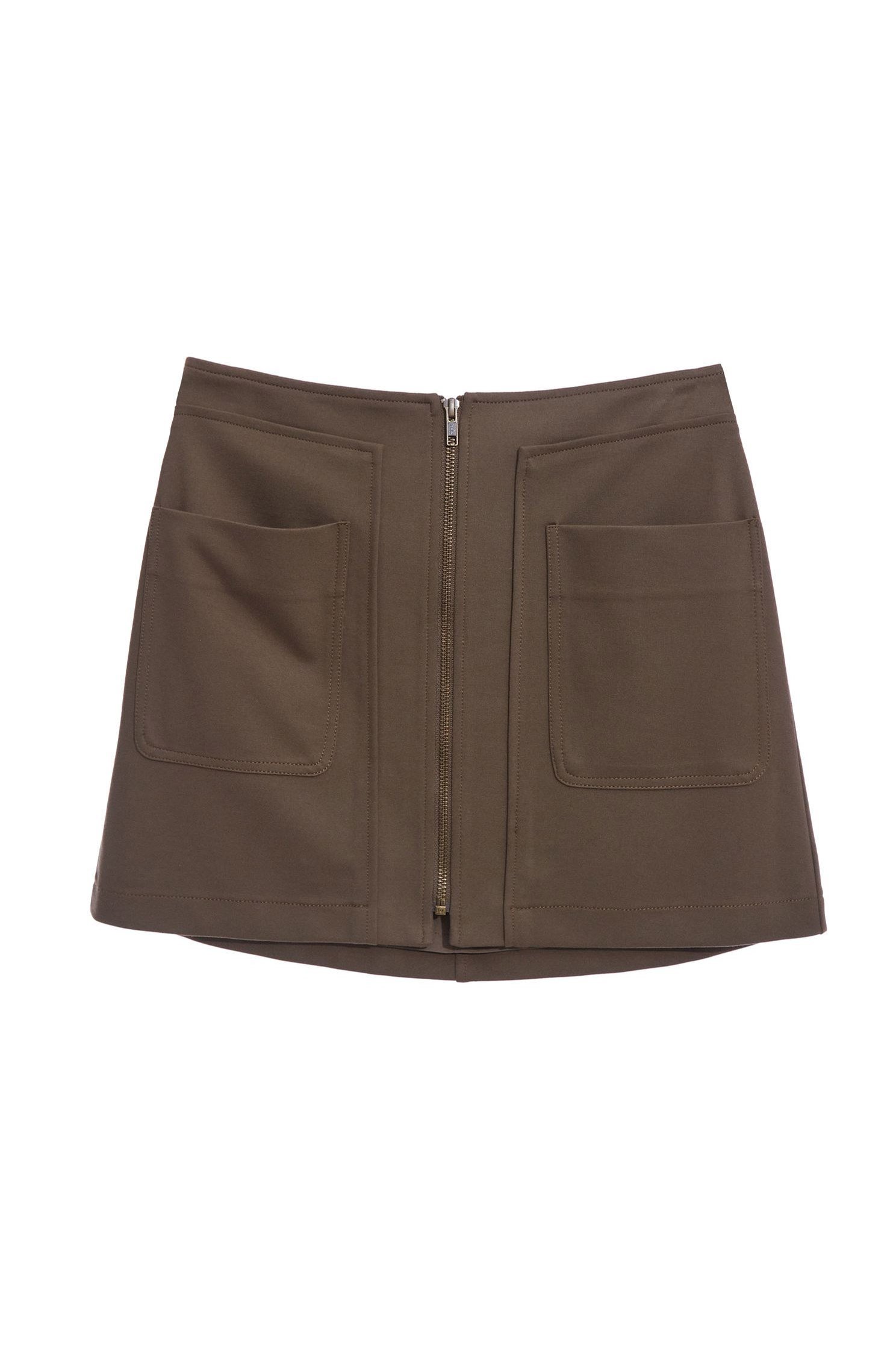 Basic Front Zip Mini SkirtClassic mini skirt,Rayon,goodlucknewyear,Season (SS) Look,Mini skirts