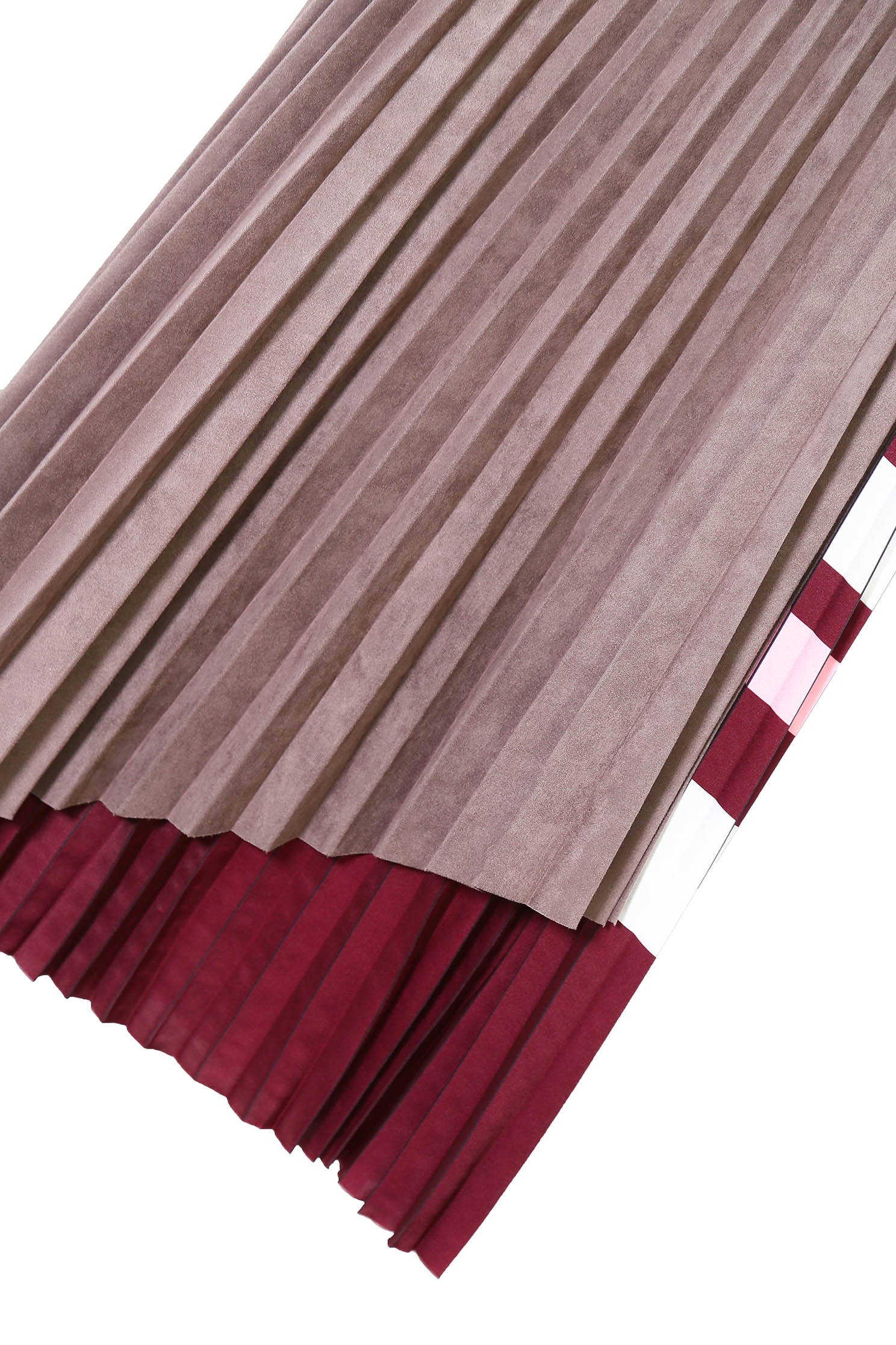 Colour Block Asymmetric Pleated SkirtImitate suede folded midi skirt,Season (AW) Look,Valentine,Midi skirts,Lucky Red