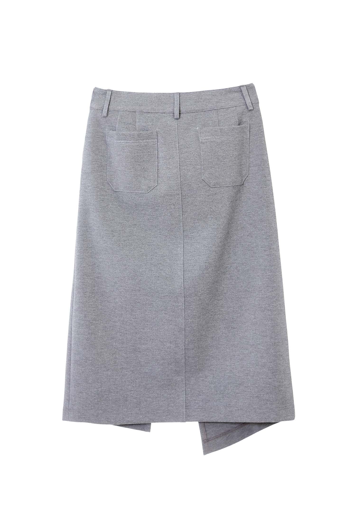 Front Slit Asymmetric Grey SkirtPseudo-denim midi skirt,Denim,Season (AW) Look,Pencil skirts,Midi skirts